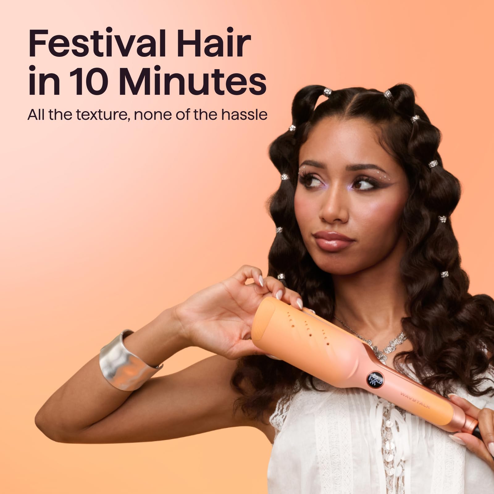 Wavytalk Main Stage Waves Power Wave Festival Bundle, Curling Iron Hair Crimper Waver, Ventilation Design for Less Damage, Ionic Reduces Frizz, Effortless-Waver, Festival-Ready Merch