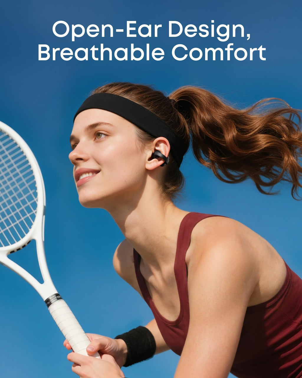 Soundcore C50i by Anker Open Ear Earbuds, Clip-On Headphones Over Ear for Running Workout, 12mm Drivers Powerful Bass, IP55 Waterproof, Bluetooth 6.0 Hi-Res, FlexiClip Design