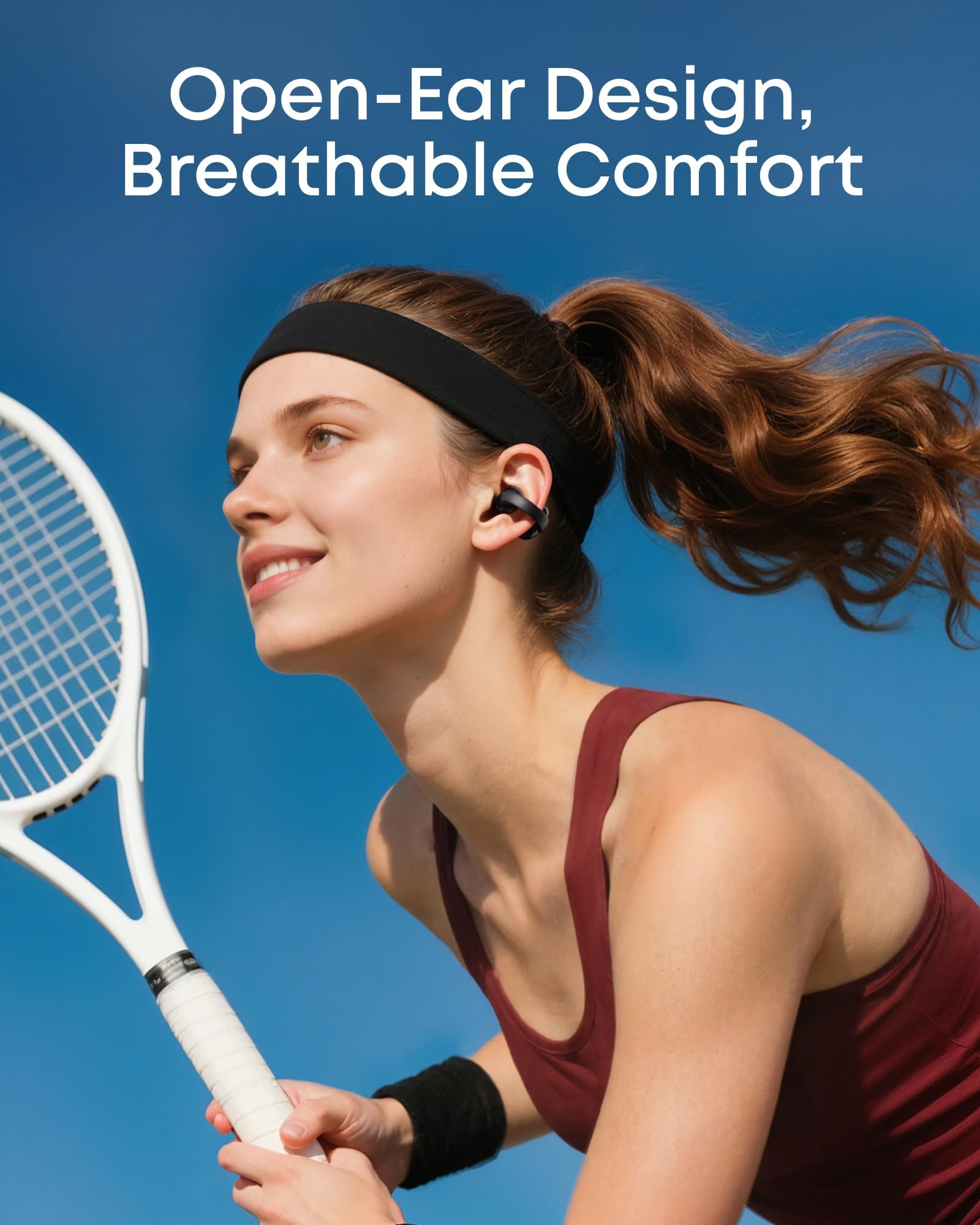 Soundcore C50i by Anker Open Ear Earbuds, Clip-On Headphones Over Ear for Running Workout, 12mm Drivers Powerful Bass, IP55 Waterproof, Bluetooth 6.0 Hi-Res, FlexiClip Design