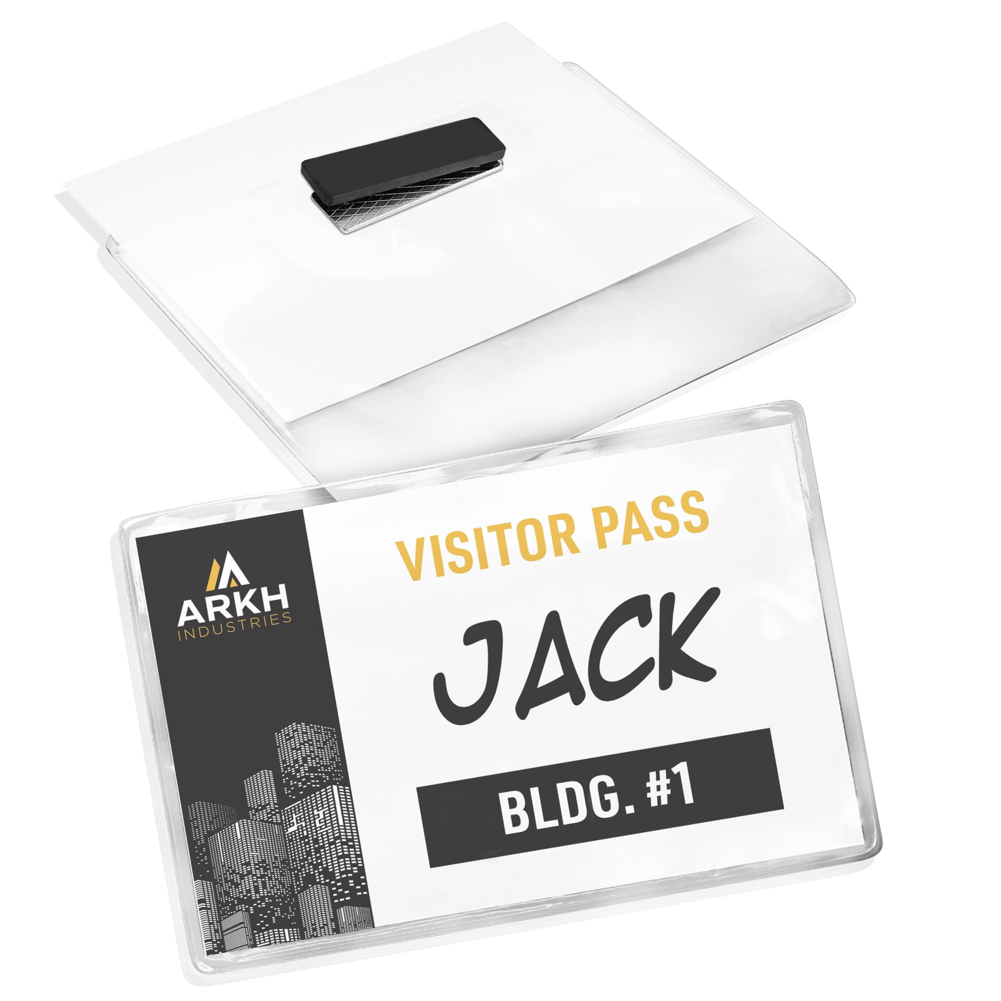 Avery Customizable Name Badges, Magnet Style, 3" x 4", Clear Name Tag Holders, White Laser/Inkjet Printable Inserts, 24 Total (8780)