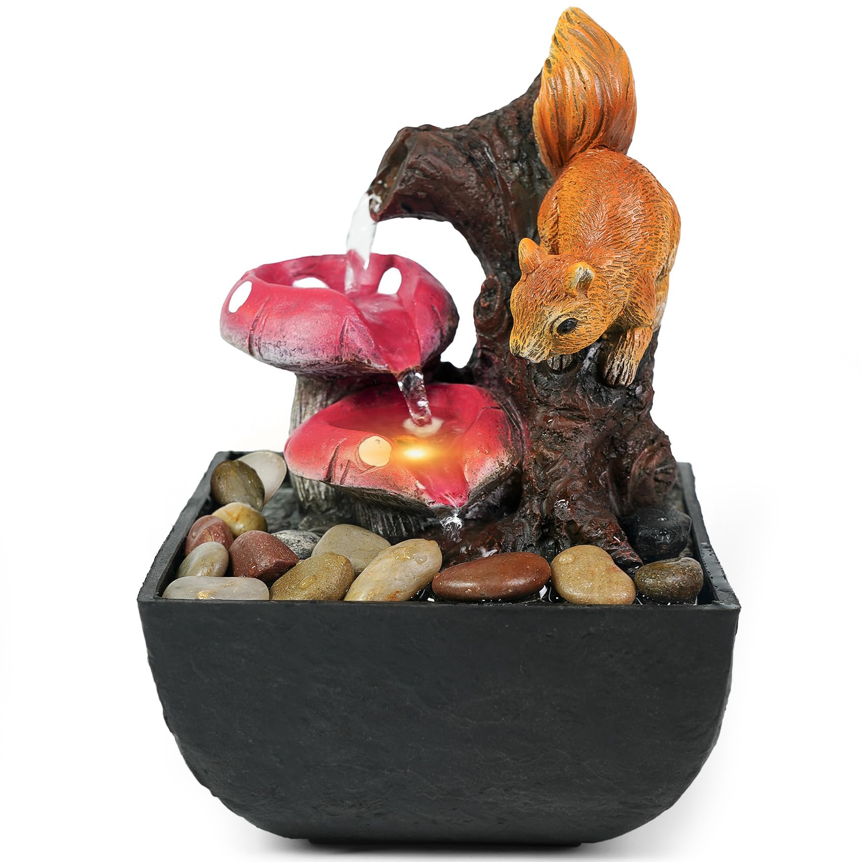 Ferrisland Tabletop Water Fountain, Zen Meditation Indoor Waterfall Fountain, Heart Shape Decoration with LED Light for Home Office Bedroom Relaxation Decor, Gift Ideas