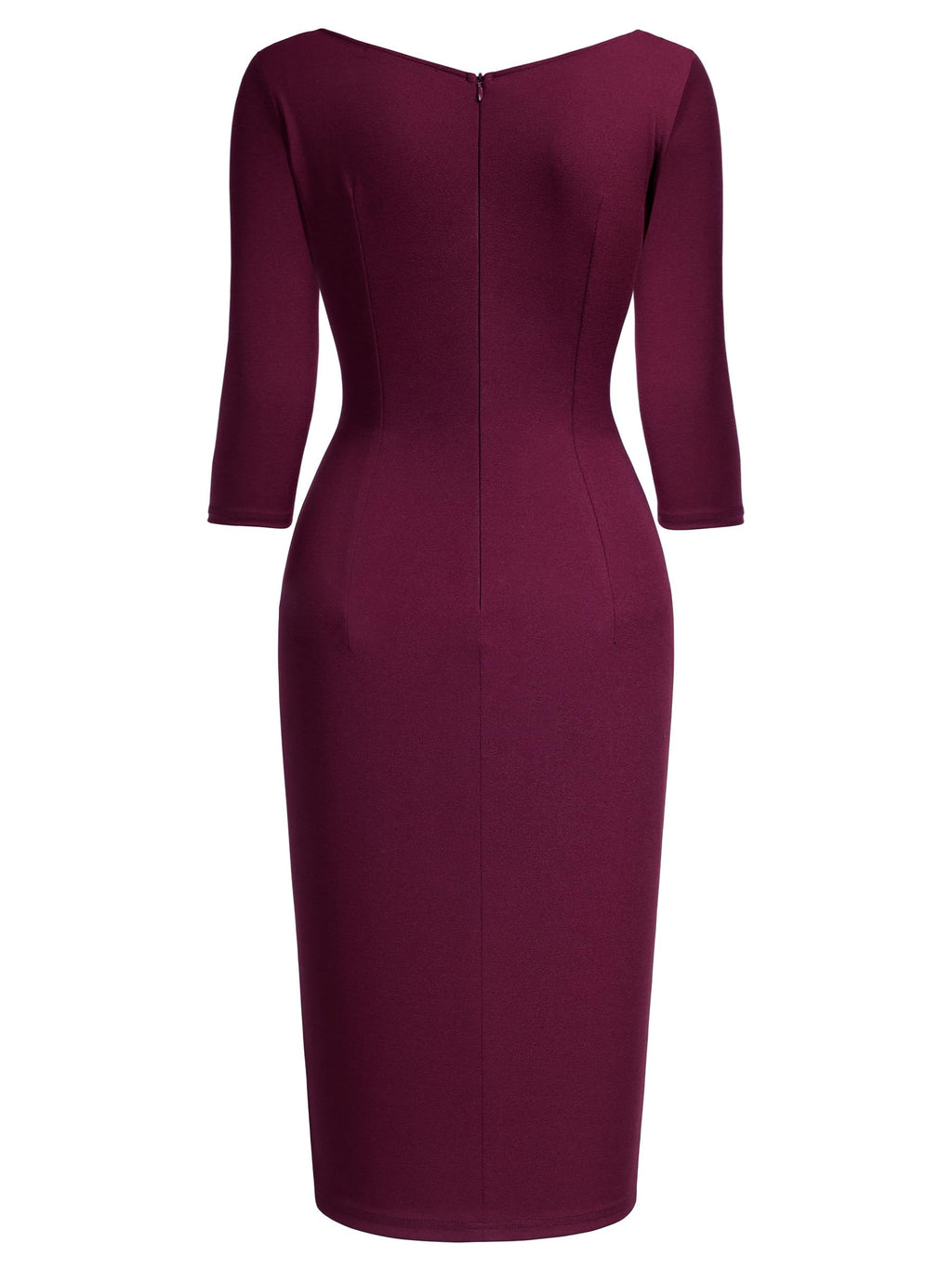 AISIZE Women's Retro 3/4 Sleeve Ruched Elegant Business Pencil Sheath Dress