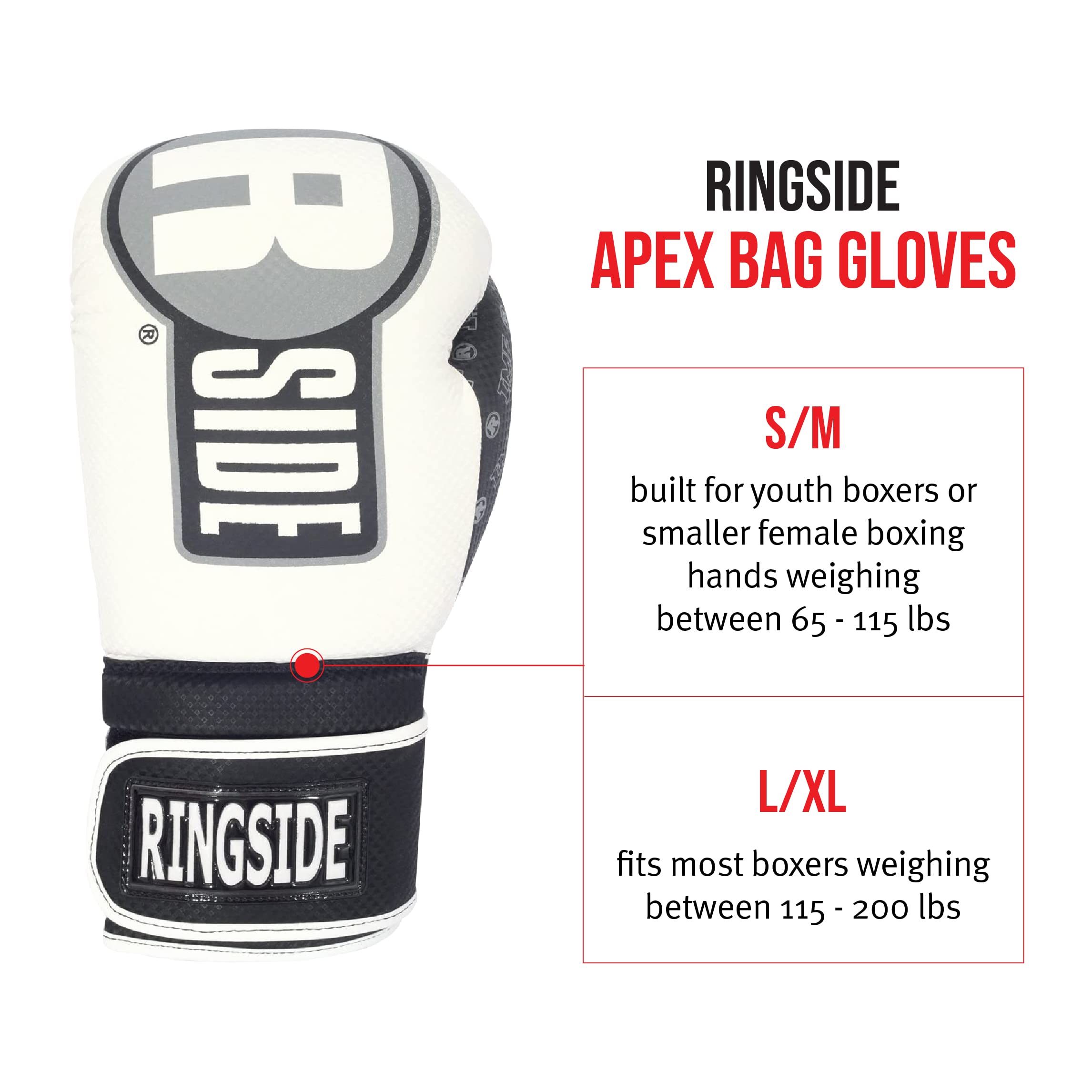 Ringside Apex Bag Gloves, IMF-Tech Boxing Gloves with Secure Wrist Support, Synthetic Boxing Gloves for Men and Women