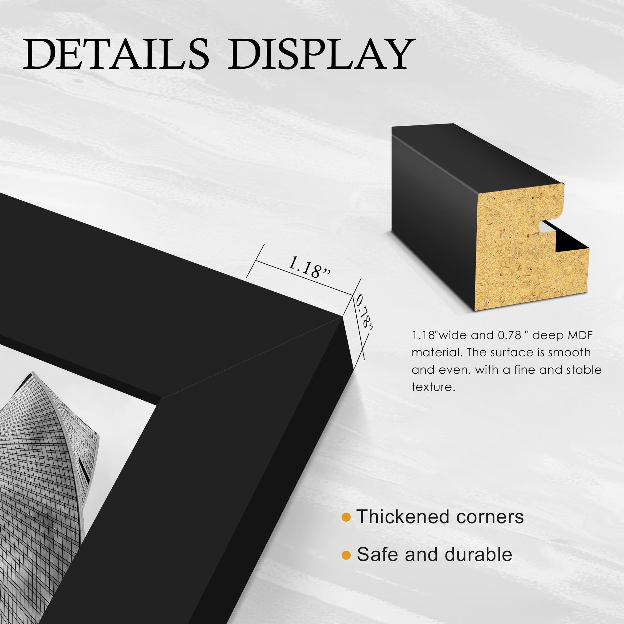 16x24 Black Frame 2 Pack, Engineered Wood for 24 x 16 in Poster | Horizontal or Vertical Wall Mounting, 24x16 Poster Frames for Gallery, Office, and Home Decor