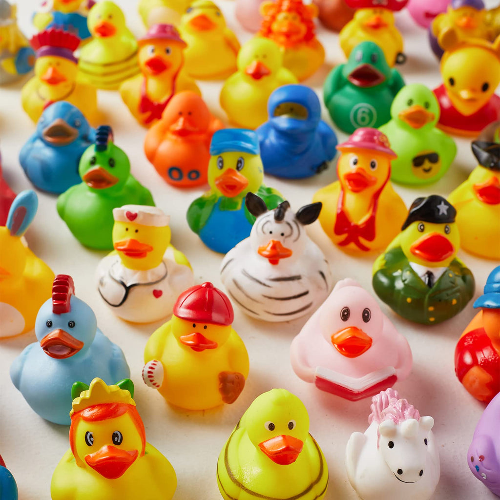 30 Pack Rubber Duck for Jeeps Ducking - 2" Bulk Floater Duck for Kids - Baby Bath Toy Assortment - Party Favors, Birthdays, Bath Time, and More (30 Varieties)