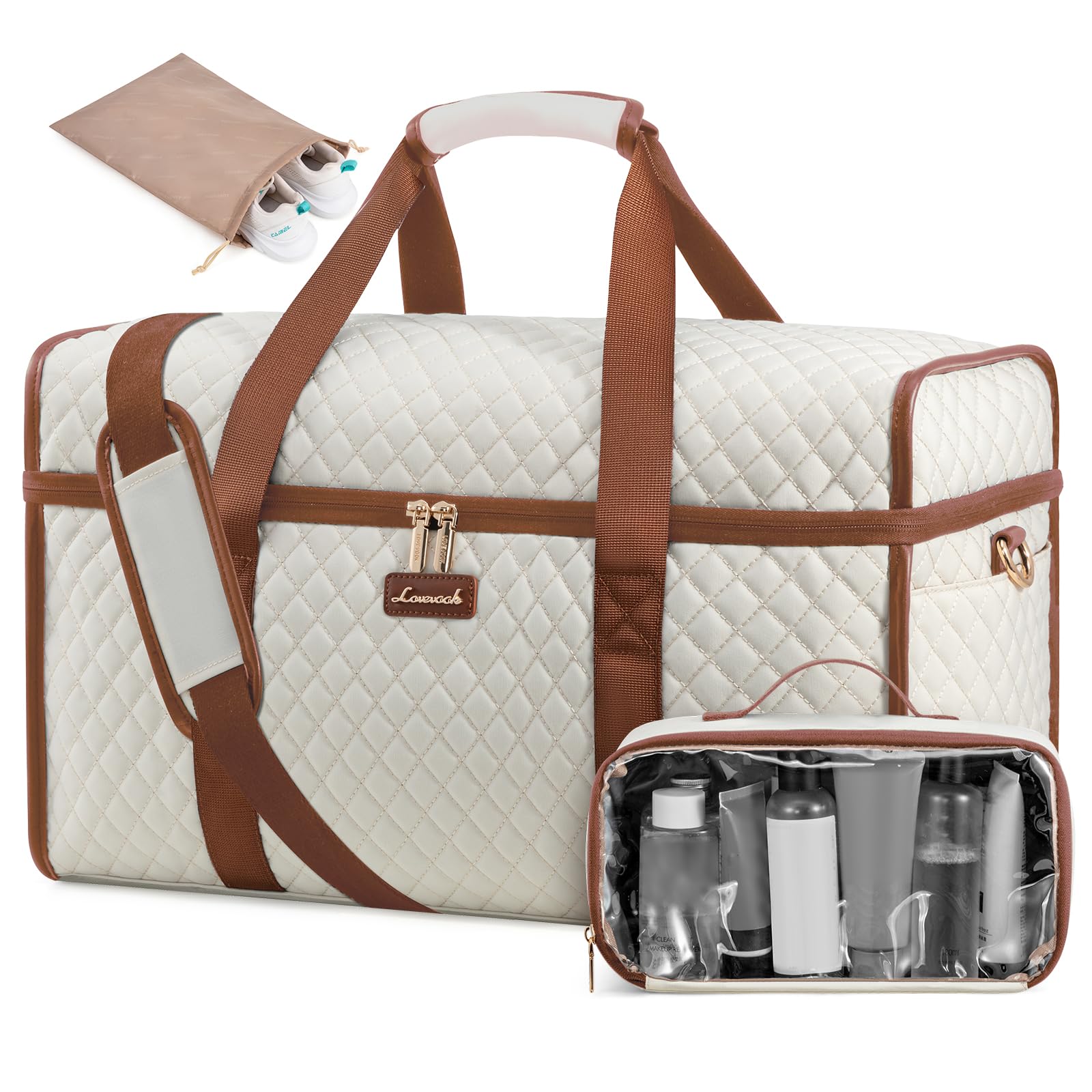 LOVEVOOK Travel Duffle Bag - Weekender & Overnight Bag with Toiletry & Wet Pocket, Carry-On Size, 3pc Set