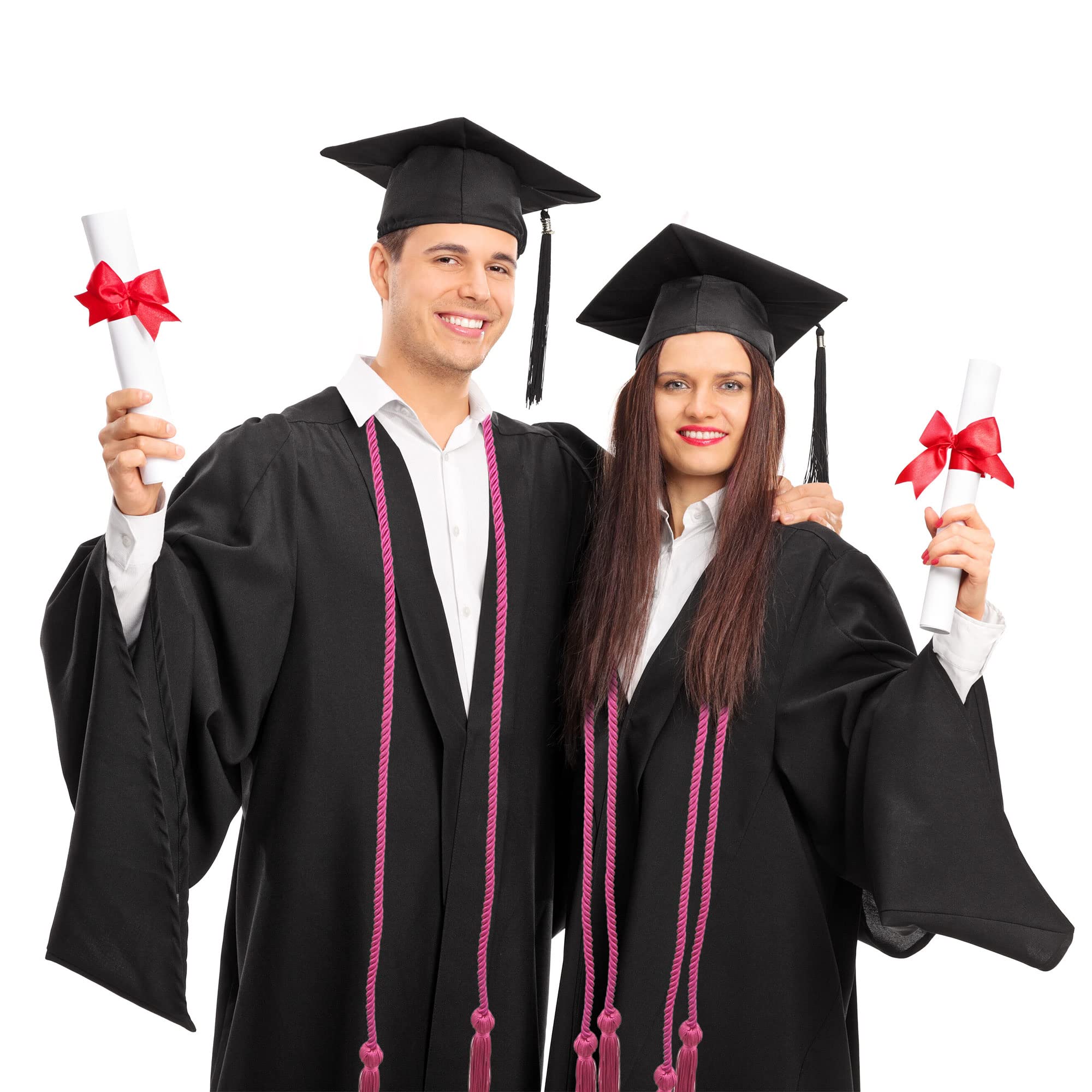 15 Pieces Graduation Honor Cord Braided Honor Cords with Tassels for Graduation Students (Black)