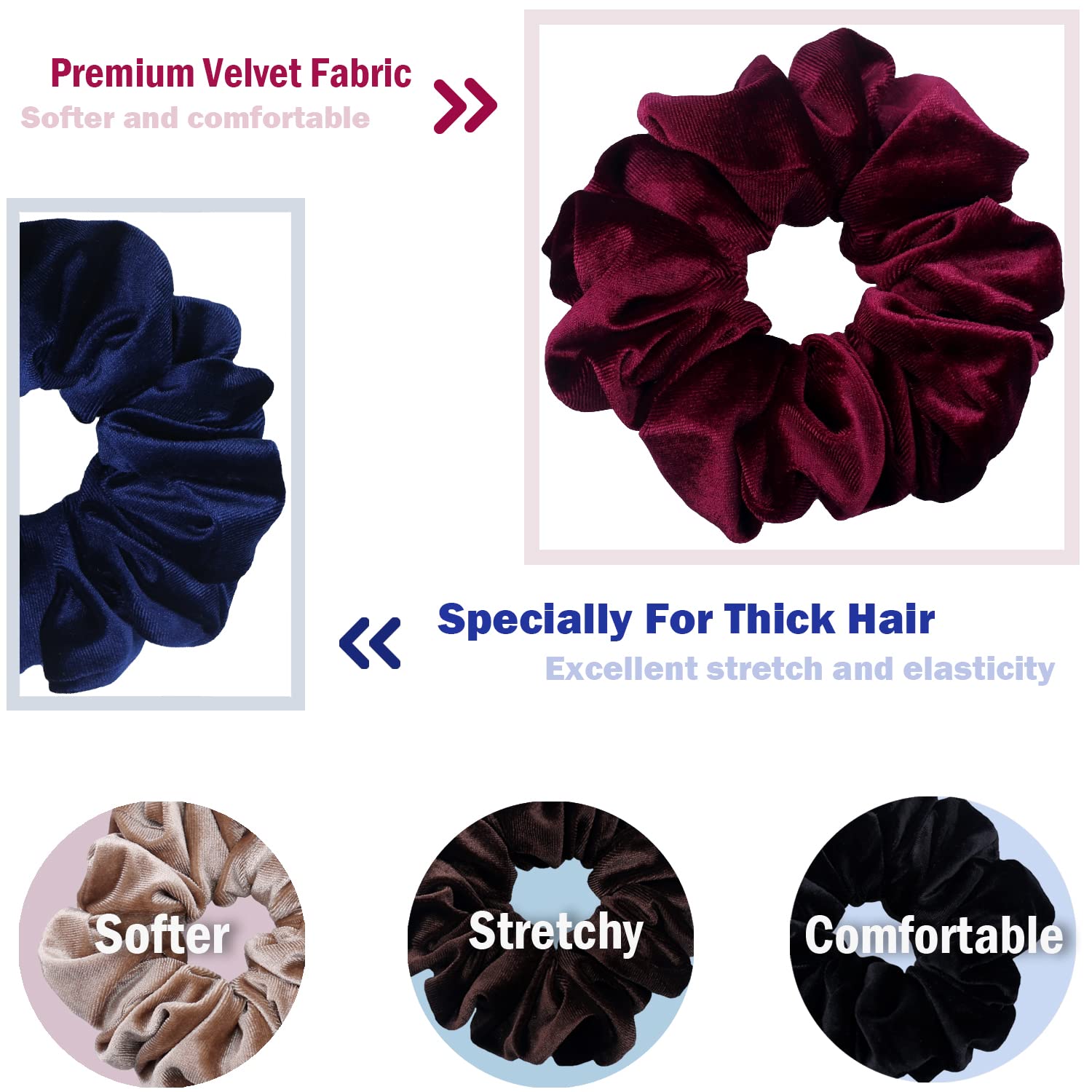 IVARYSS Extra Large Scrunchies for Women's Hair, Premium Satin Soft Jumbo Scrunchy, XL 6 inch Big Elastic Thick Band Hair Accessories, 4 Pack, Dots