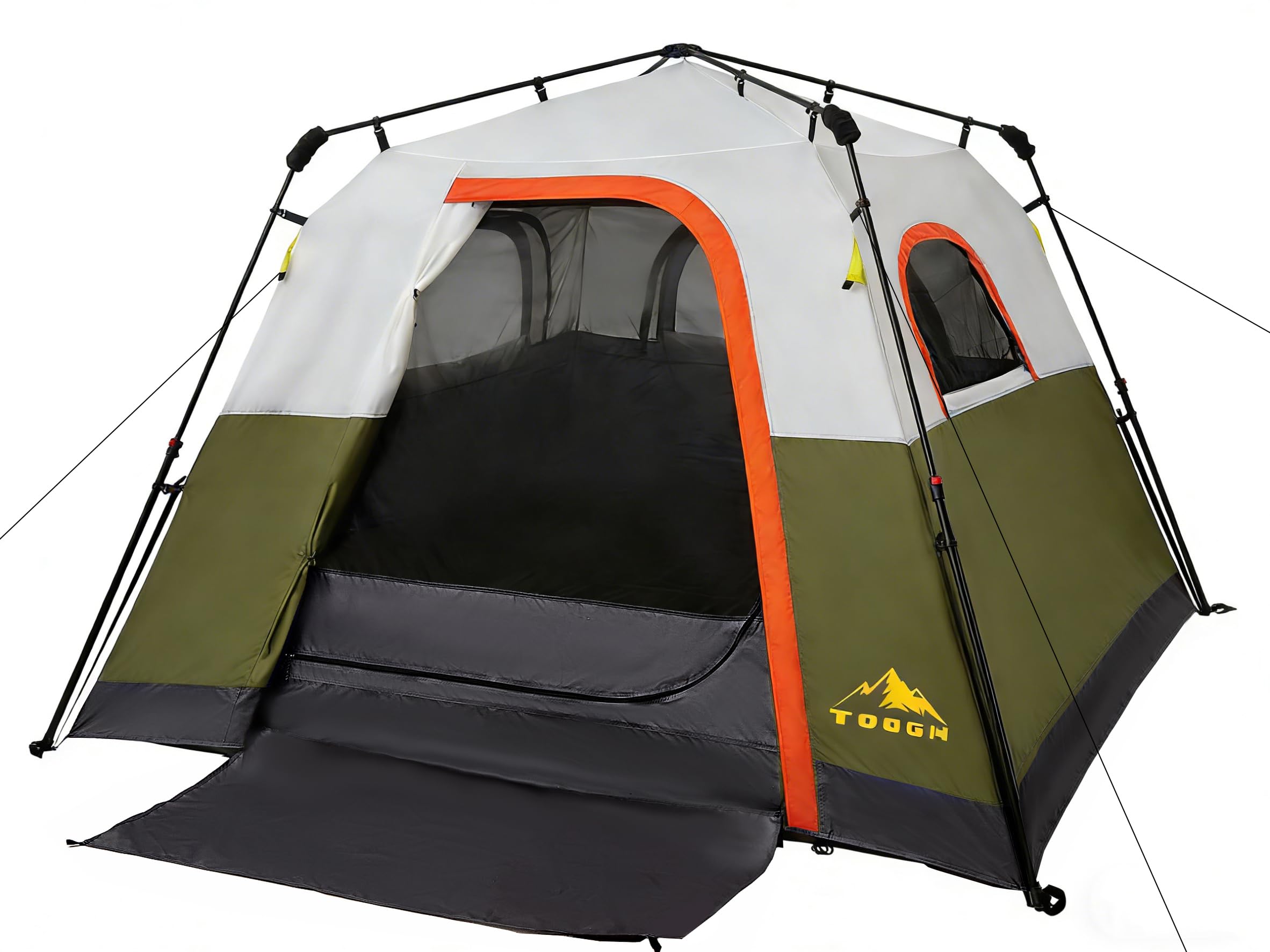 3/4 Person Camping Tent with 1 Door, 4 Windows, and Upgraded Ventilation– Instant Setup, Waterproof, 8'x 8'x 67''Oxford Fabric Floor Pop Up in 60 Seconds Includes Rainfly and Backpack
