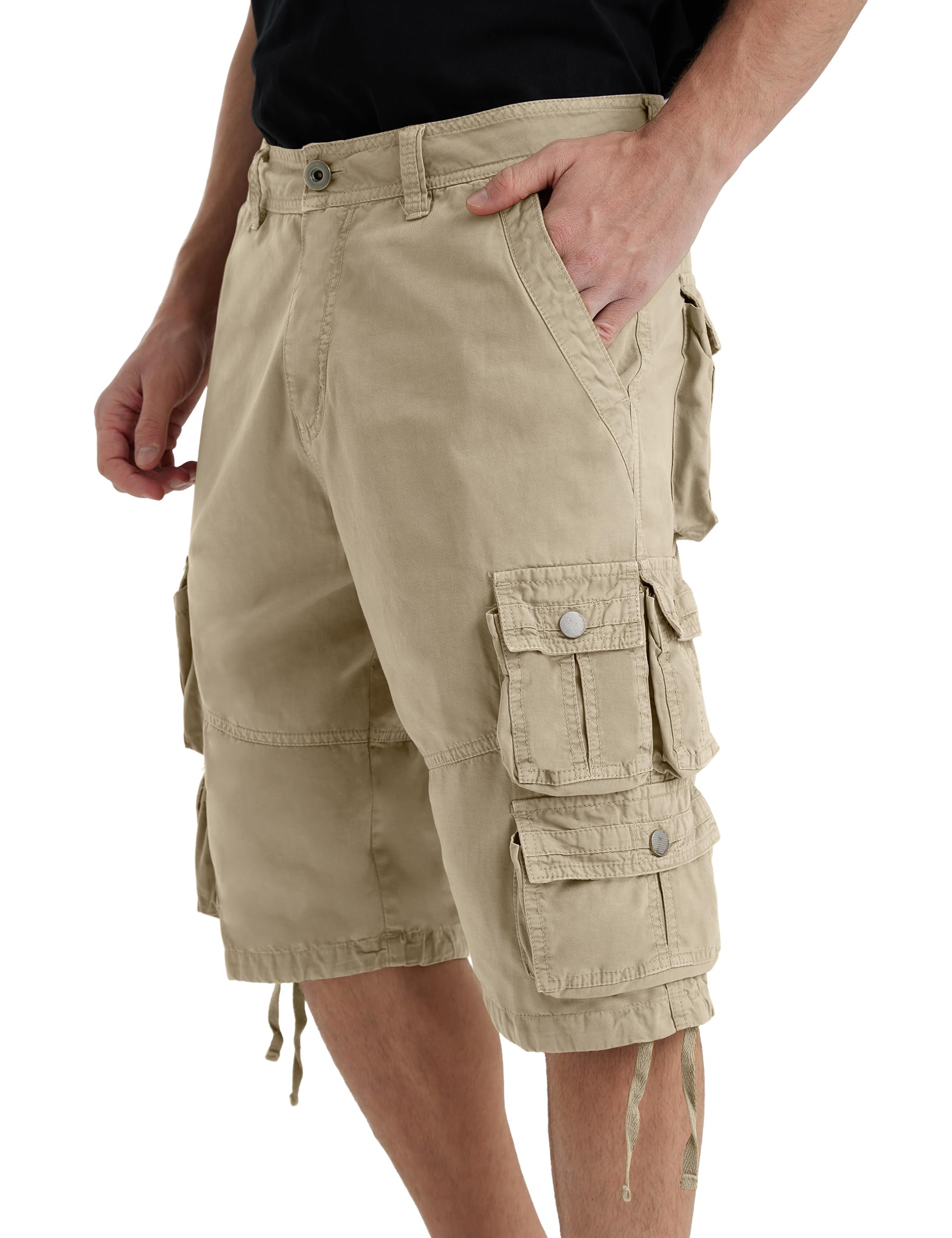 YGREYG Mens Cargo Shorts Long Capri Below The Knee Shorts 3/4 Relaxed Fit Long Shorts with Pockets