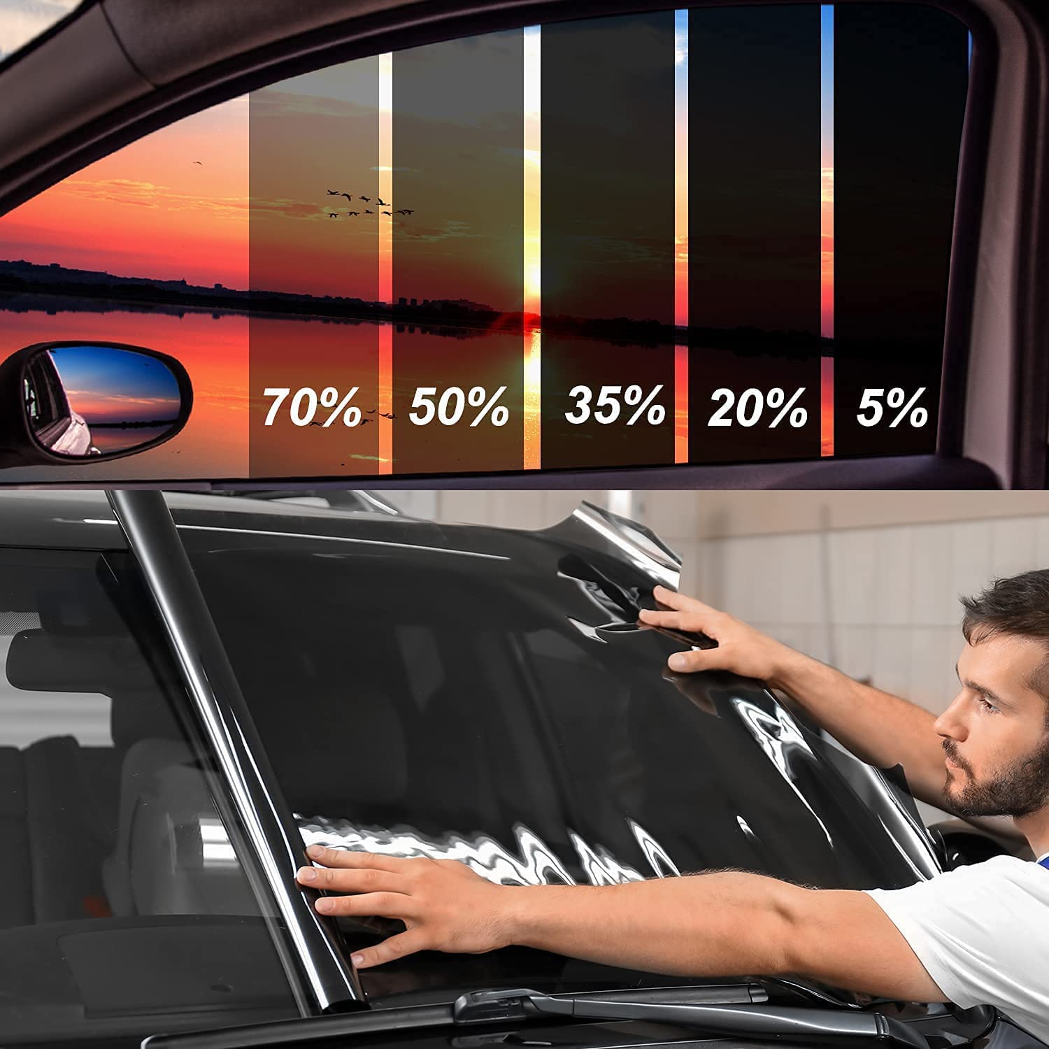Window Tint Film for Cars 5% VLT 20in x 10Ft Ceramic Window Tints, Blocks 99% UV & IR Rays, Heat Resistant Anti Glare Film for Windshield, Scratch Resistant Sun Shade Auto Tint Roll