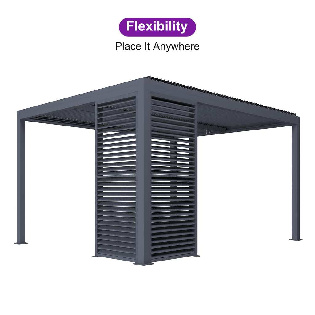 PURPLE LEAF 94AS 10'x12' Small Pergola Compact Aluminum Gazebo with Adjustable Louvered Hardtop for Patio Deck Cover Dark Gray All-Weather Outdoor