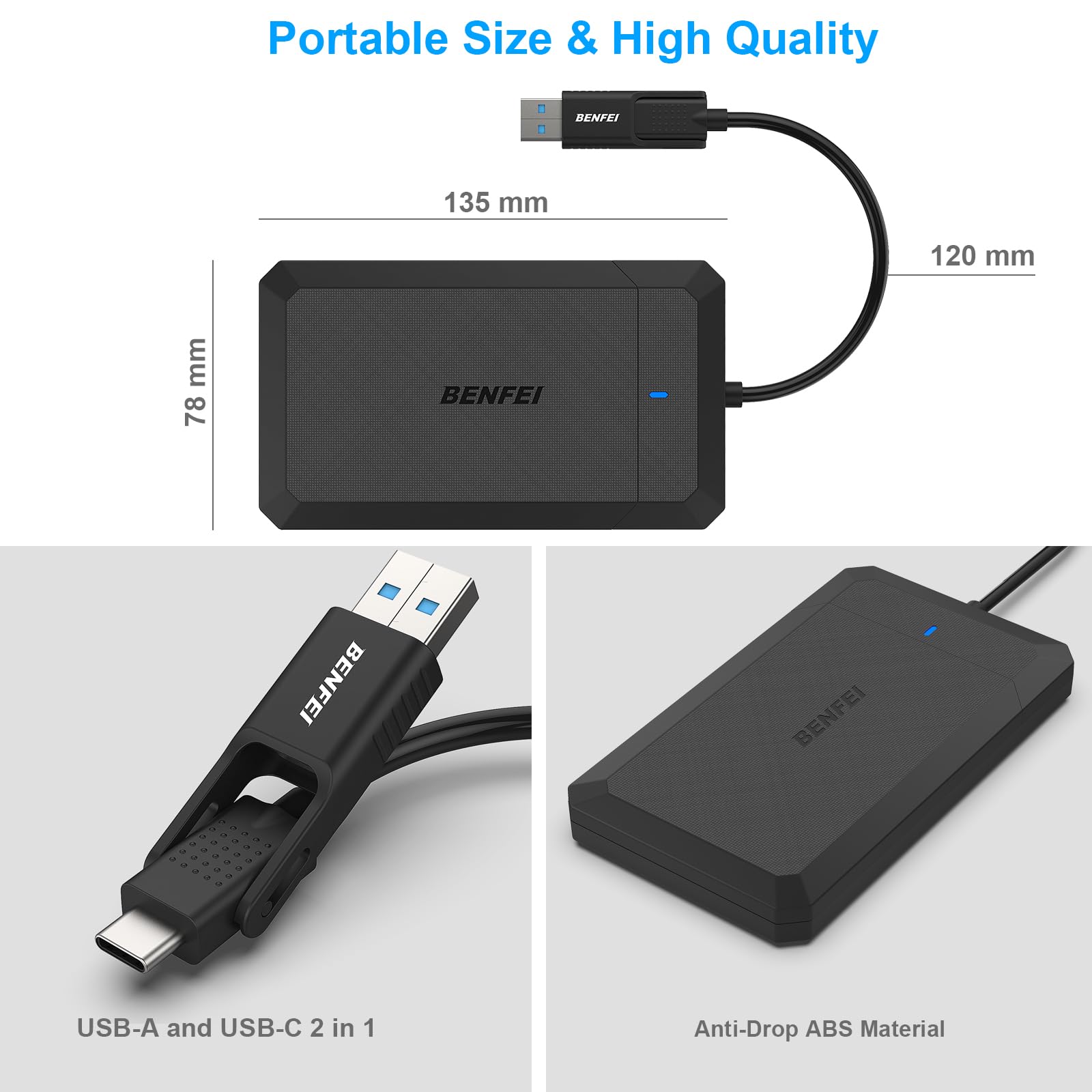 BENFEI 2.5 Inch SATA to USB Tool Free External Hard Drive Enclosure (6Gbps, Optimized for SSD, Support UASP SATA III)
