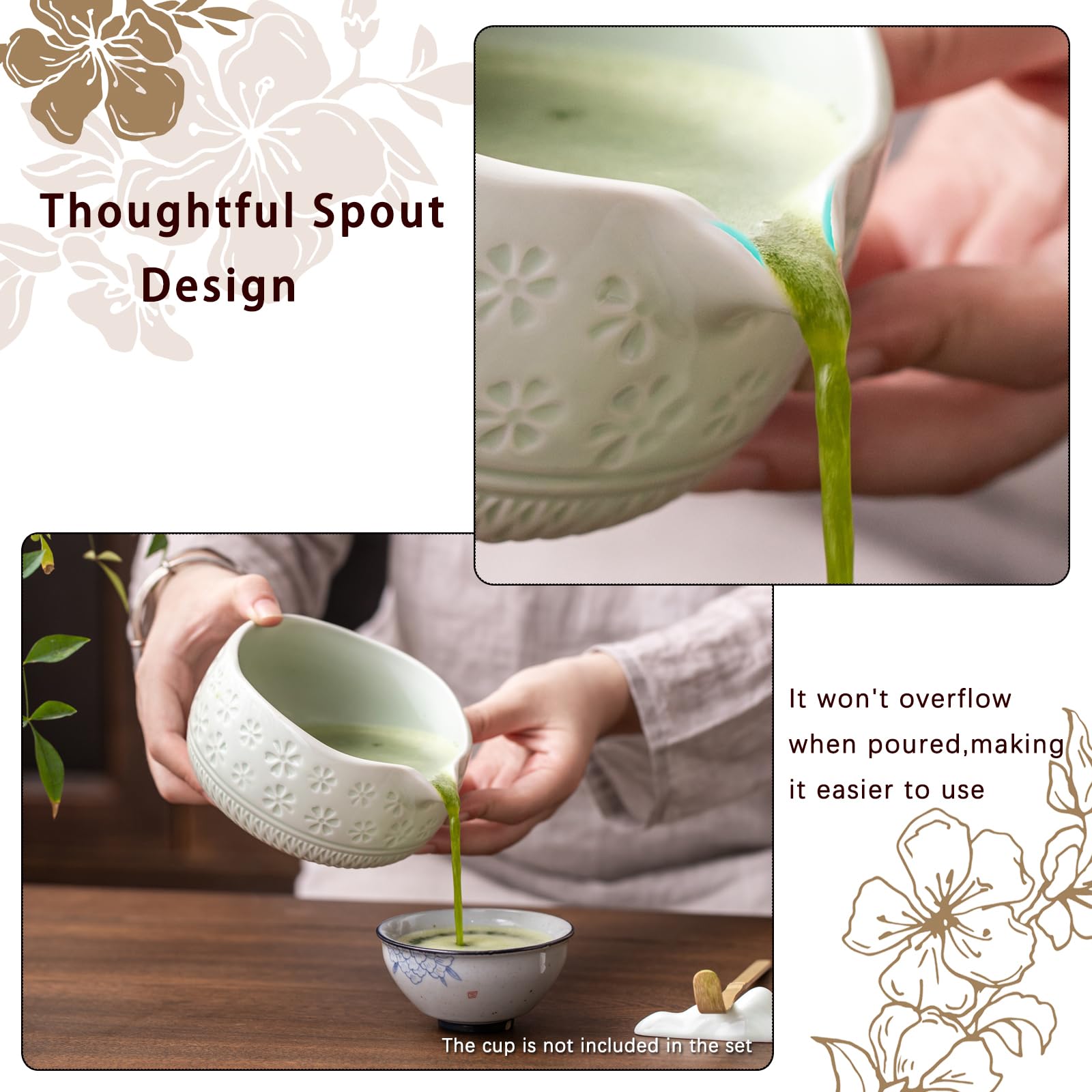 Buucup Matcha Whisk Set, Ceramic Matcha Kit Includes Matcha Bowl, Matcha Whisk and Holder, Bamboo Scoop, Scoop Rest, Sifter and Tea Towel - 7 Pcs Matcha Kit for Matcha Lovers (Blue)