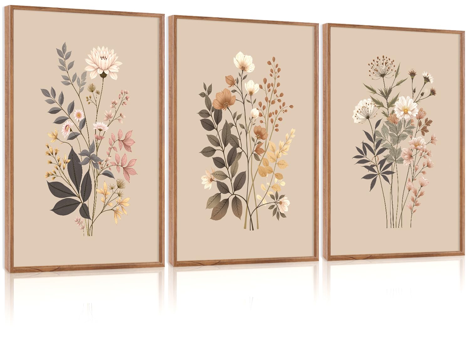 CHDITB Abstract Modern Framed Canvas Wall Art Set, Contemporary Artwork for Home Decor, Neutral Pastel Illustration Wall Painting, Nordic Minimal Zen Art Prints for Living Room Office-16 x24 x3