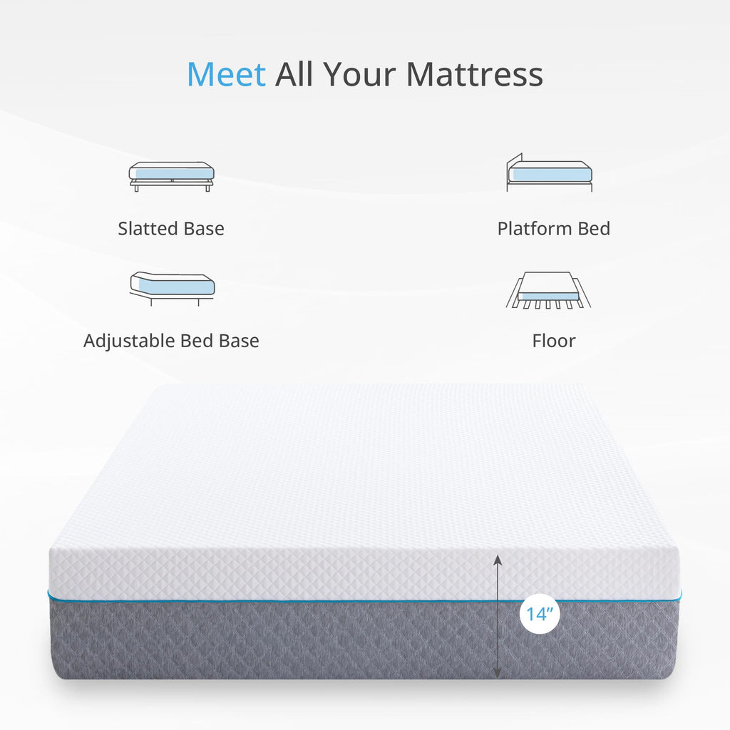 EGOHOME 14 Inch Twin Mattress in a Box, Gel Memory Foam Mattress with Cooling Cover, Medium Firm for Pressure Relief & Comfort, Foam Made in USA, Fiberglass Free, CertiPUR-US Certified