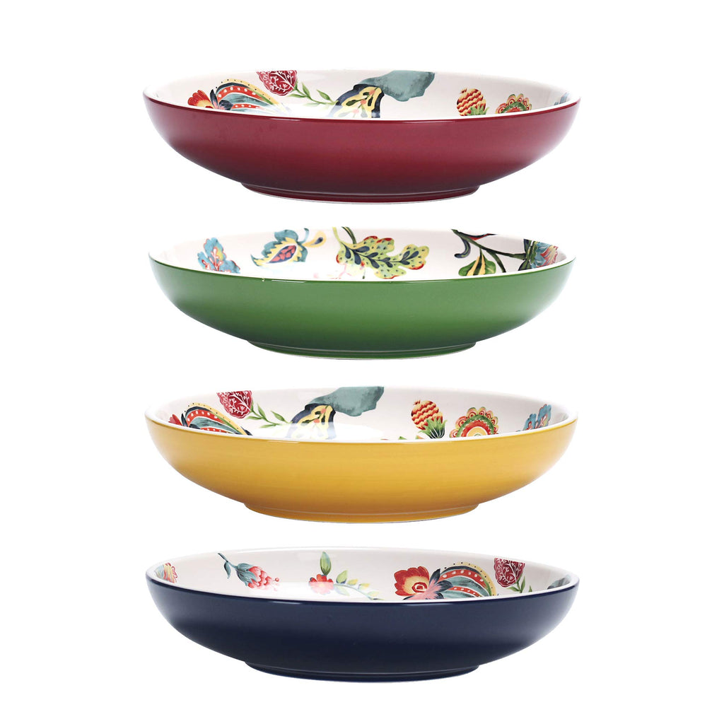 Bico Blue Talavera Pasta Bowls, 35oz Salad Bowl Set of 4, Large Ceramic Serving Dinner Bowls for Soup and Cereal, Microwave and Dishwasher Safe, Gift for Housewarming and Thanksgiving