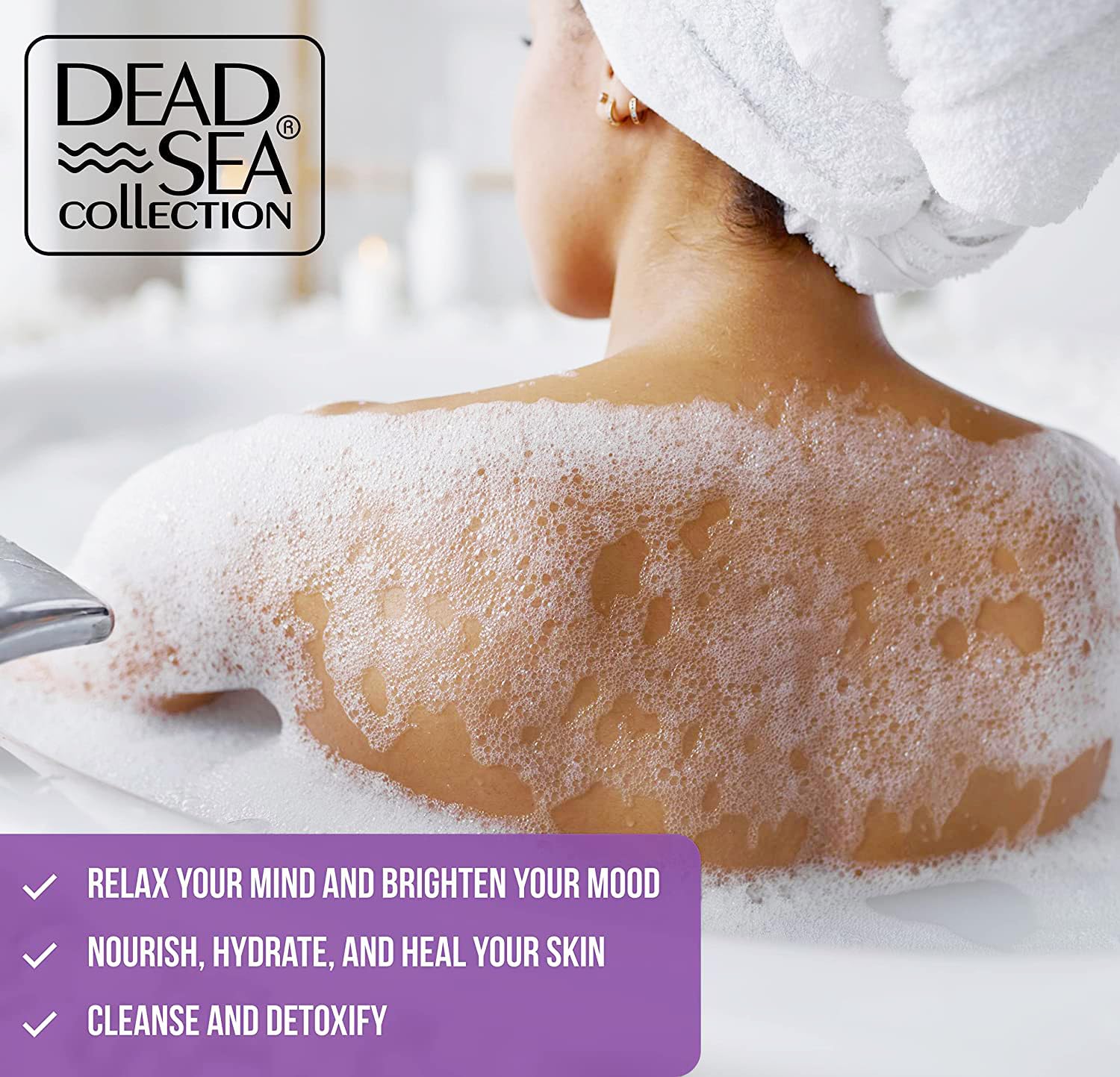 Dead Sea Collection Bubble Bath with Almond Vanilla for Women and Men - Sweet Almond Oil and Dead Sea Salt - Nourishing and Moisturizing Skin - Pack of 2 (67.6 fl.oz)