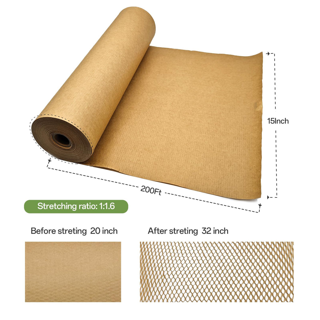 Honeycomb Packing Paper, 12" x 35' Honeycomb Cushioning Wrap Roll for Moving Shipping Packaging Gifts, Recyclable Honeycomb Paper Moving Supplies Bubble Paper Wrapping Protective Roll