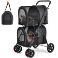 Giantex Double Pet Stroller with 2 Detachable Carrier Bags, Safety Belt, 4 Lockable Wheels, Folding Cat & Dog Stroller for Small Medium Pets, Cats Dogs Puppy Travel Strolling Cart (Beige)