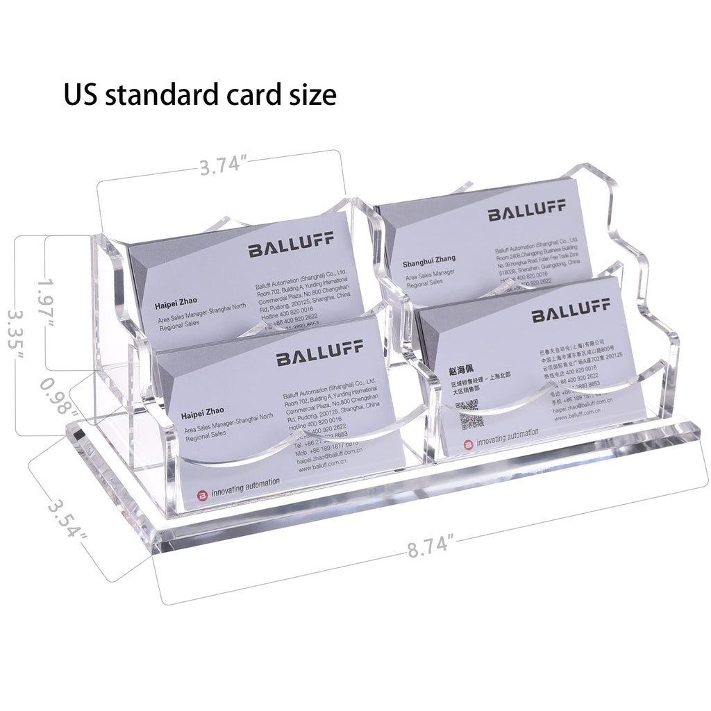 HeZone Business Card Holder for Desk Display, Clear Acrylic Cards Organizer Stand for Men and Women, Business Cards Case Rack 1 Pack, Holds 50 Cards-1 Slot