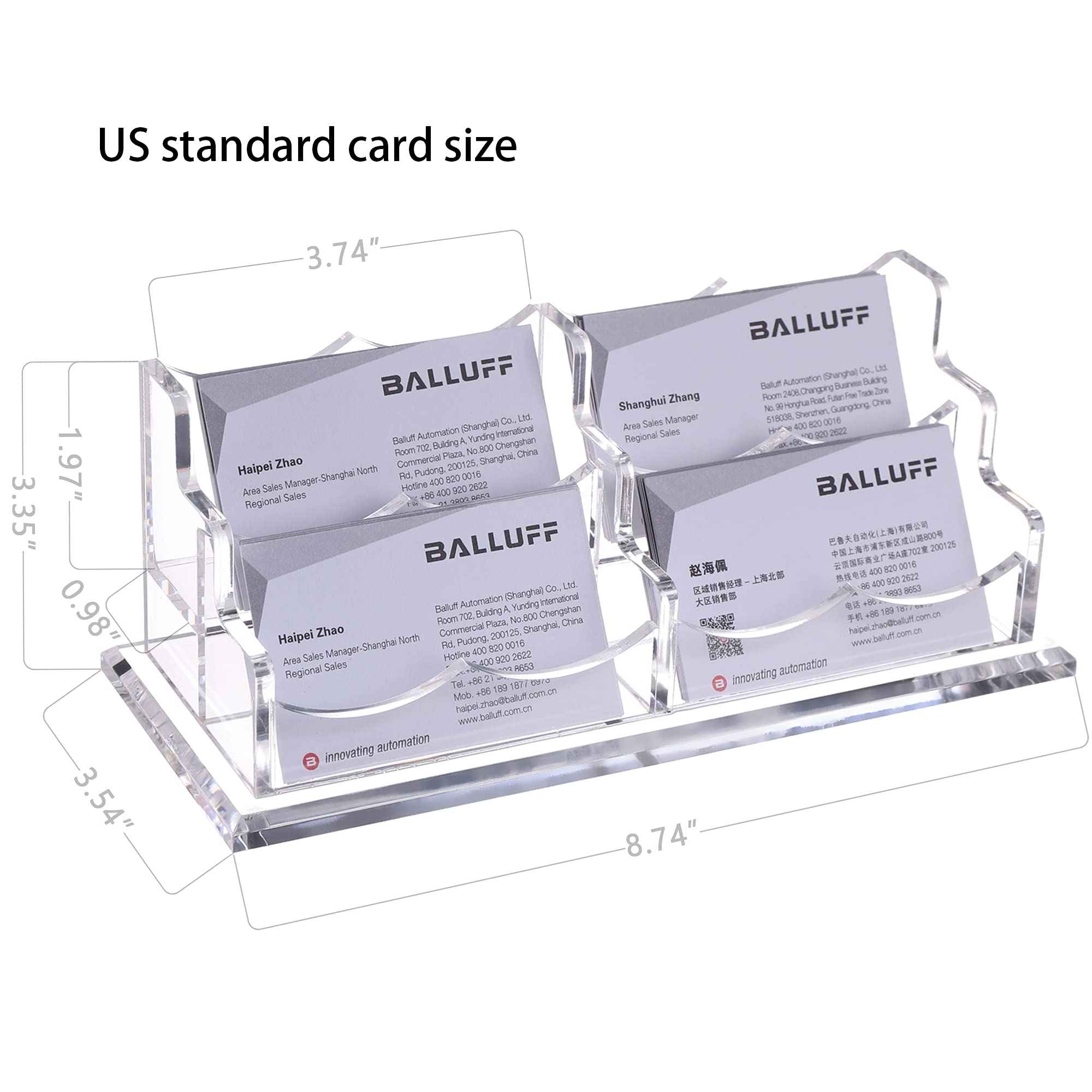 HeZone Business Card Holder for Desk Display, Clear Acrylic Cards Organizer Stand for Men and Women, Business Cards Case Rack 1 Pack, Holds 50 Cards-1 Slot