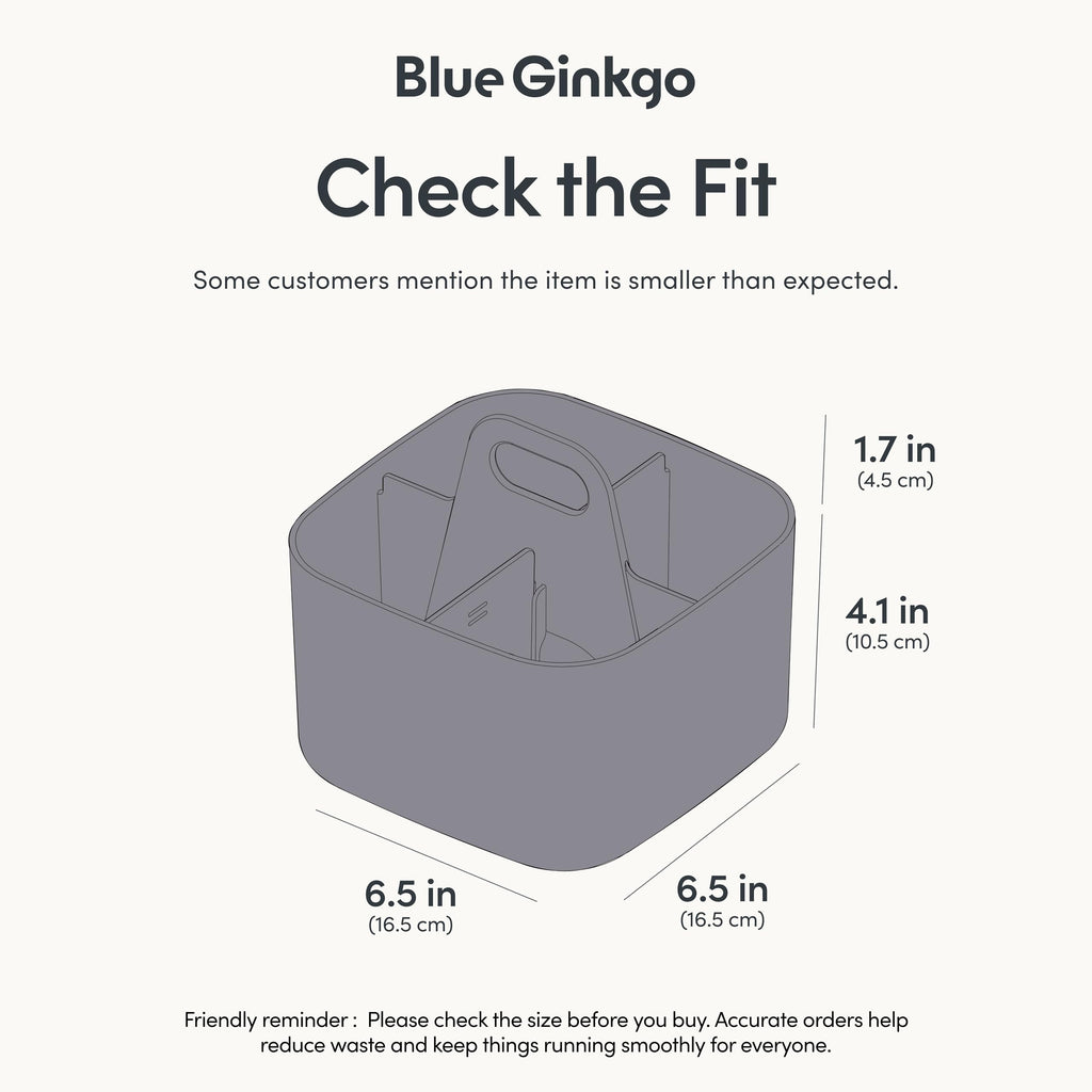 BLUE GINKGO Stackable Organizer Caddy – Korean-Made Portable Tote for Bathroom, Office, Crafts, or School Supplies (Long Rectangle, Blue)