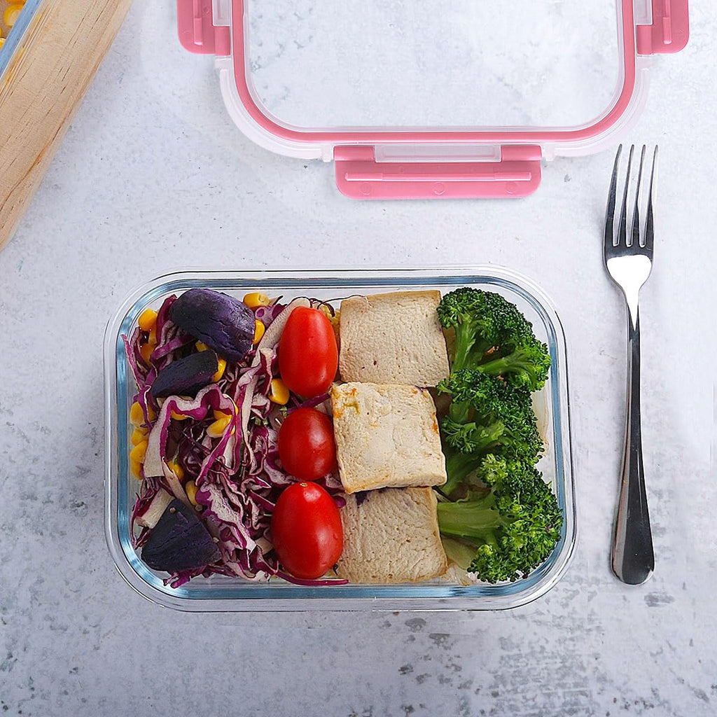 [10-Pack] Glass Meal Prep Containers with Lids, MCIRCO Food Storage Containers with Snap Locking Lids, Airtight Lunch Containers, Microwave, Oven, Freezer and Dishwasher