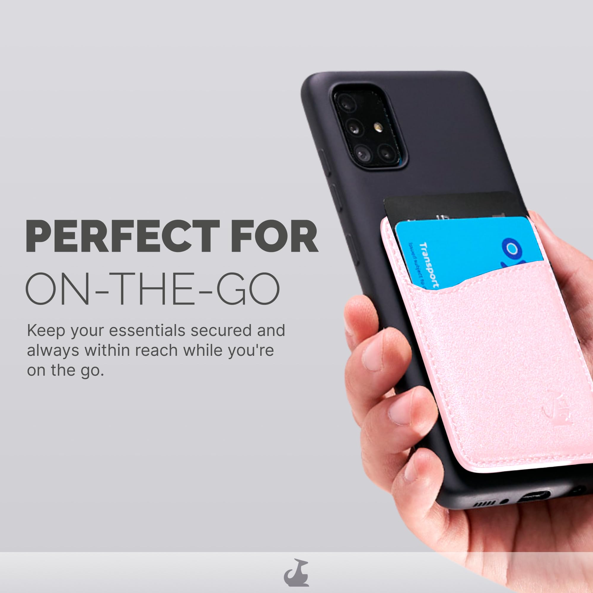 Wallaroo Premium Leather Cell Phone Wallet Stick On - Android and iPhone Wallet and Card Holder for Women and Men - Durable with Non-Slip Lining Secures Up to 3 Cards
