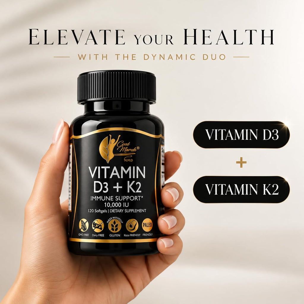 Cocó March N.M.D Vitamin D3+K2 10,000 IU - High Potency Supplement for Women & Men, Immune Support, Bone & Joint Health - Gluten-Free, Non-GMO, 4 Month Supply, 250 mcg D3, 180 mcg of Vitamin K2