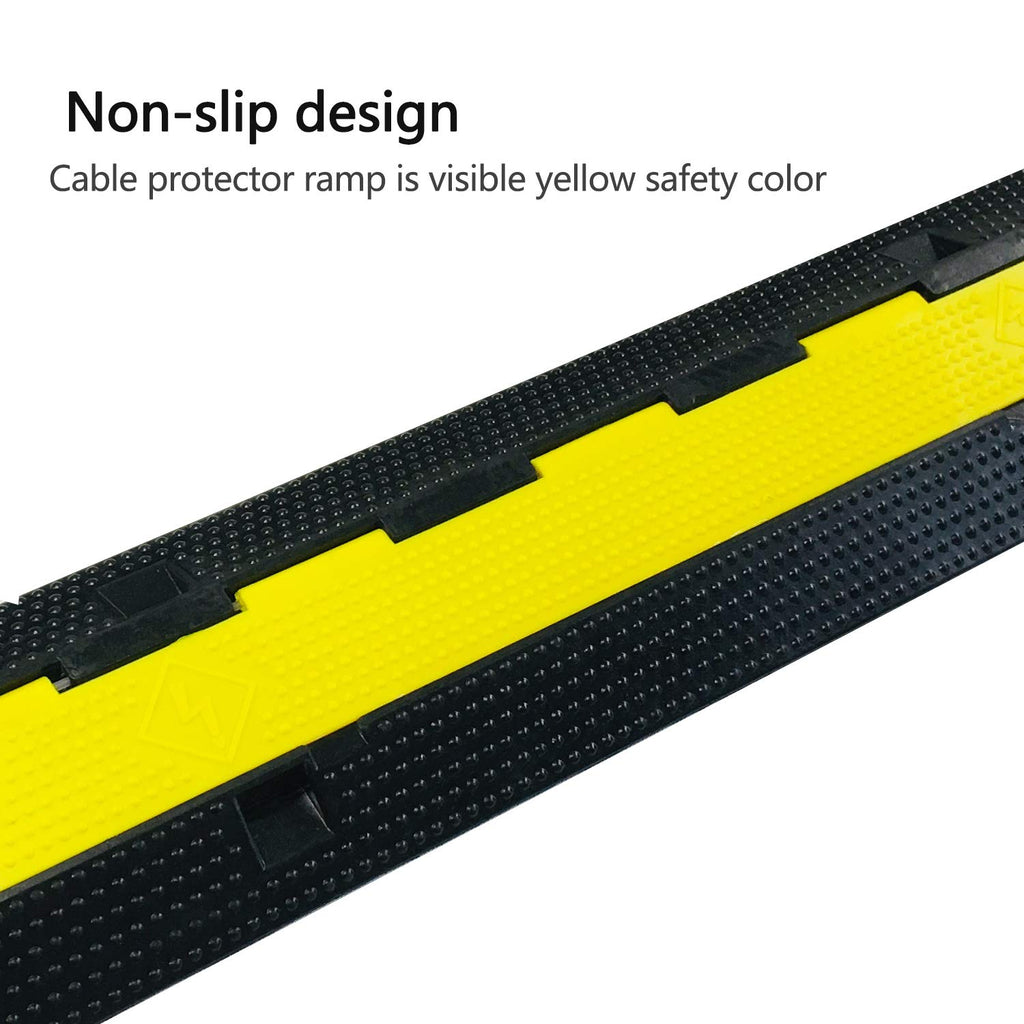 4 Pack Rubber Cable Ramp Hose Cable Protector Ramp 1 Channel 11000Lbs Load Capacity Traffic Speed Bump Wires Power Lines Extension Cord Cover for Indoor Outdoor