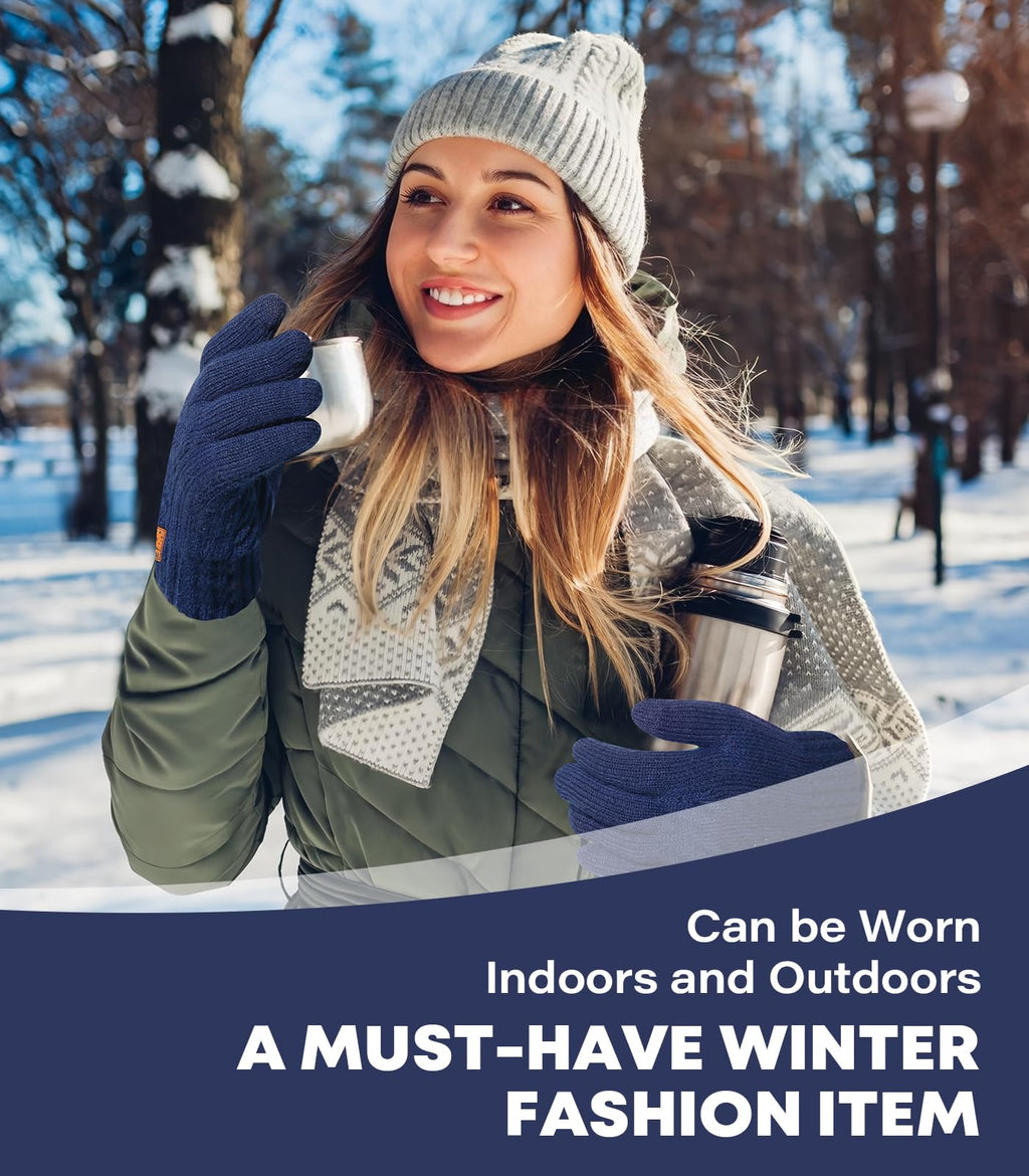 CHENMEI Winter Gloves for Men Women-Warm TouchScreen Cold Weather Gloves,Wool Knit Thermal Adults Gloves for Driving Texting