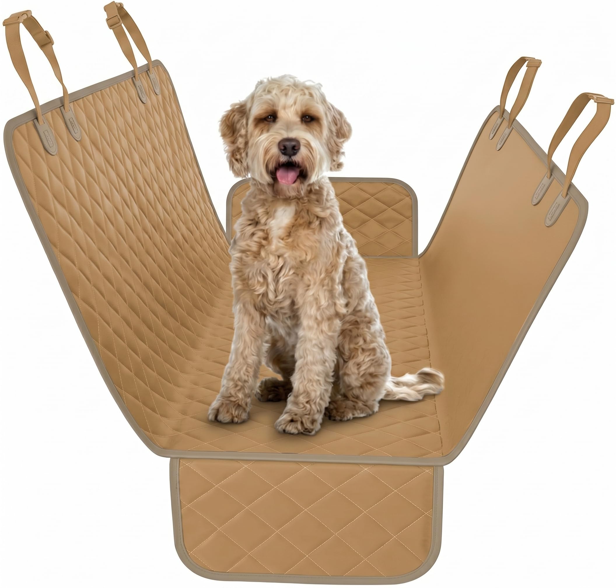 Active Pets Beige XL Dog Car Hammock Back Seat Cover, Waterproof Backseat Cover Protector for Truck Bench Rear of Sedans or SUVs, Essential Pet Supplies Vacuum or Wipe Clean, Machine Washable