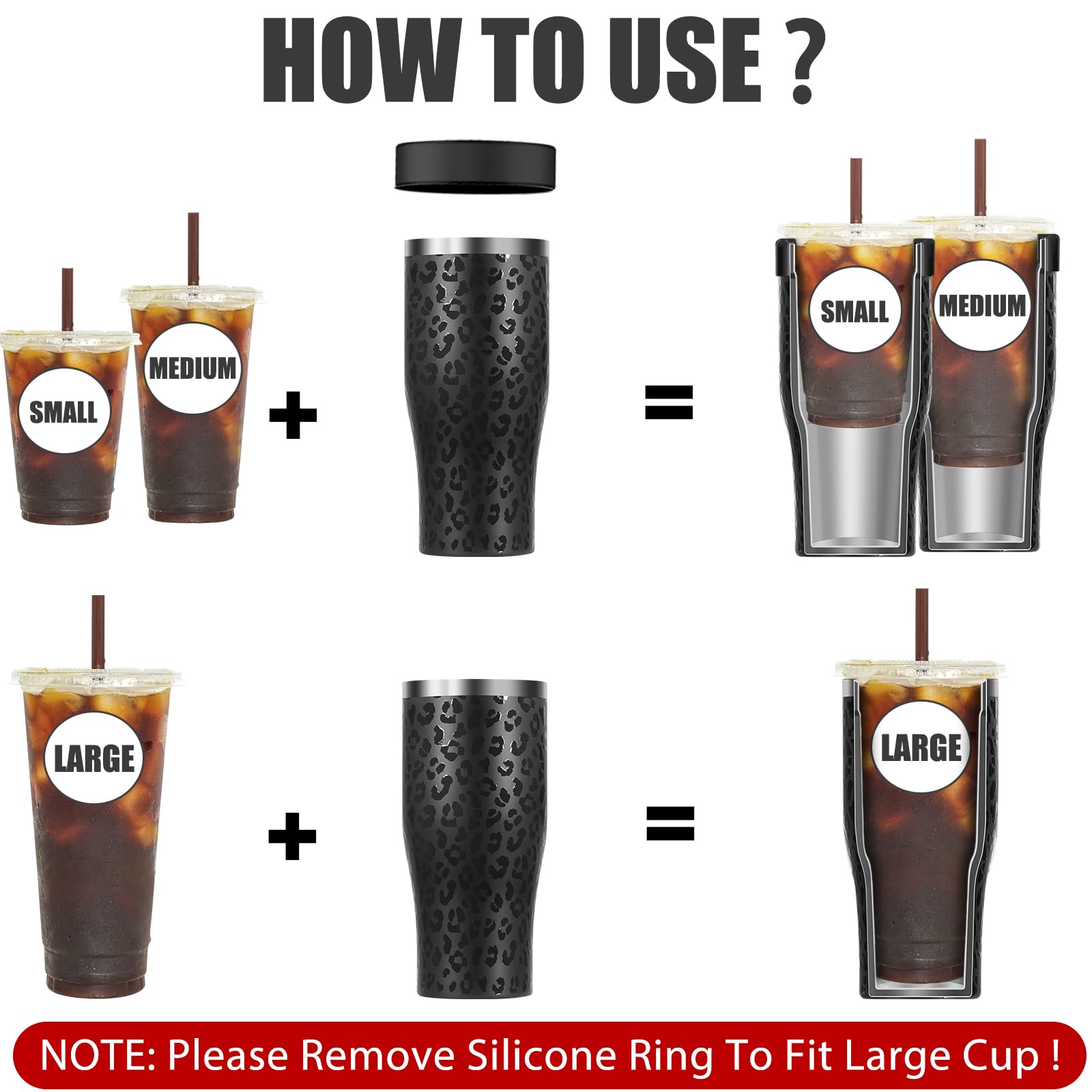 Universal Iced Coffee Sleeve - Upgraded Double Wall Reusable Stainless Steel Holder Sleeves Insulator for Cold Drinks Fits Starbucks Dunkin Donuts McDonalds Small Medium Large Cup (Aurora)