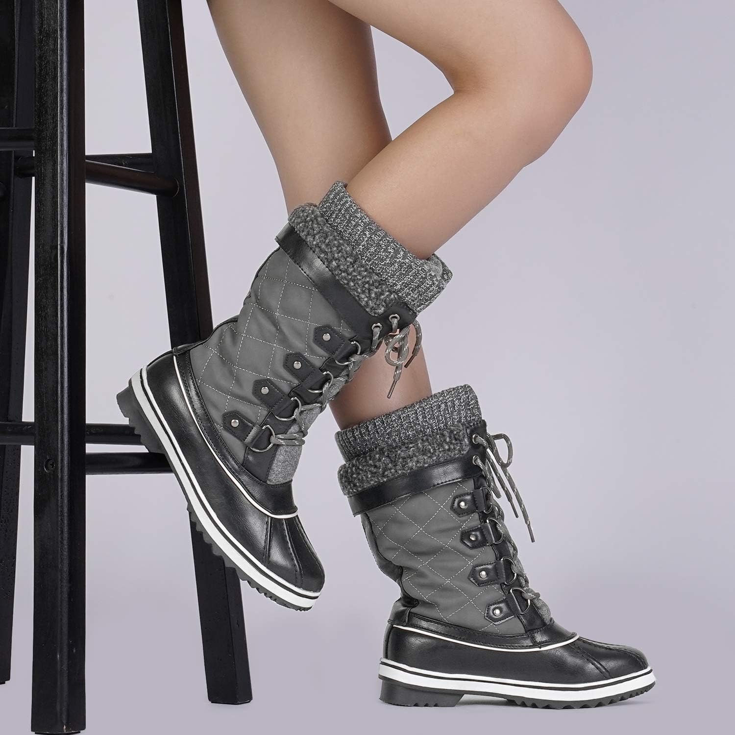DREAM PAIRS Women's Mid-Calf Waterproof Winter Snow Boots
