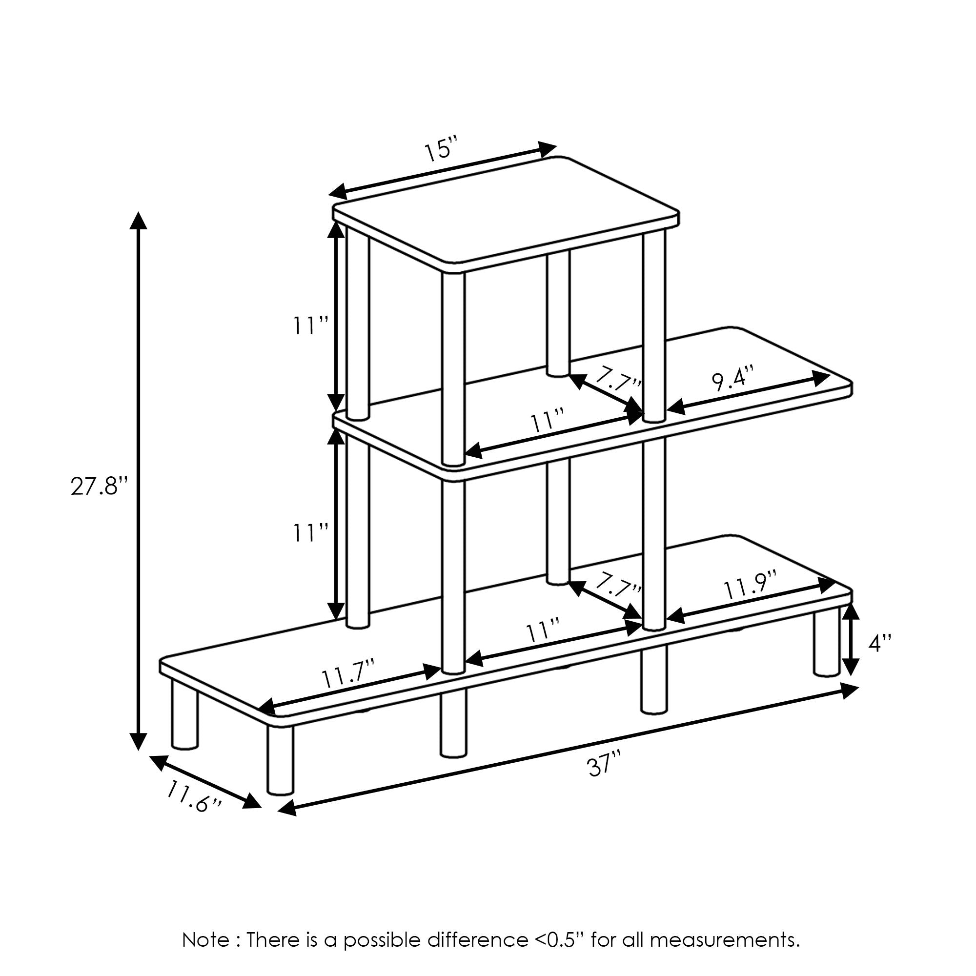 Furinno Turn-N-Tube 4-Tier Design Display Rack, Espresso/Black