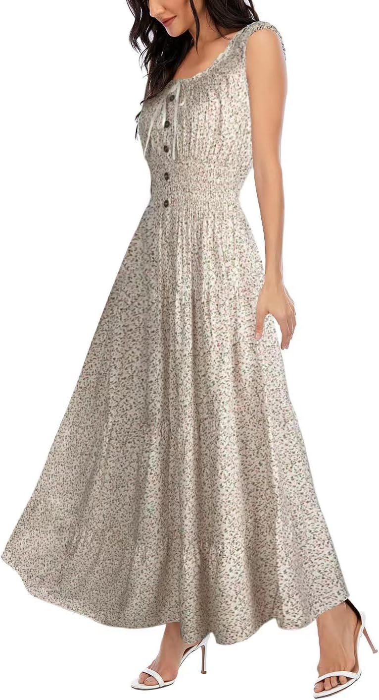 OSTOO Women's 2026 Summer Boho Floral Print Tiered Casual Flowy Long Maxi Dress