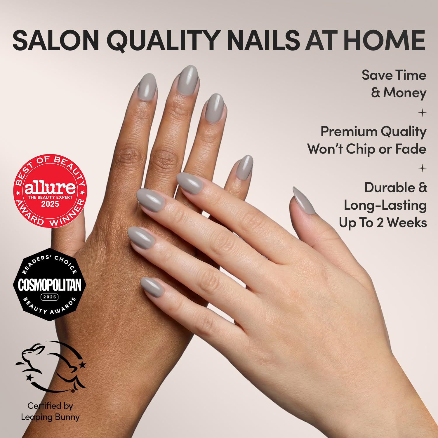 Glamnetic Press On Nails - Cashmere Blue | Opaque Soft Pale Sky Blue Short Squoval Fake Nails, Salon Quality | 15 Sizes - 30 Nail Kit