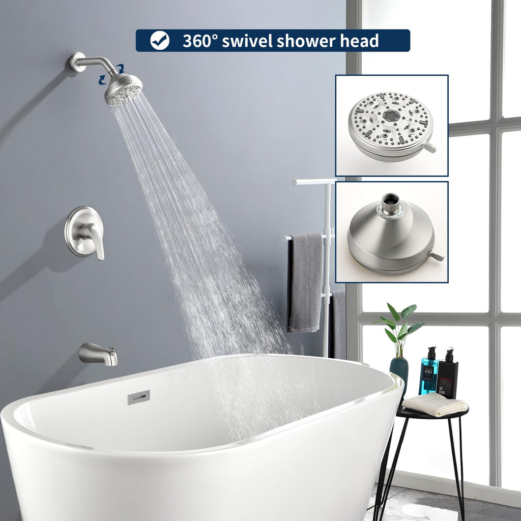 Shower Tub Kit Tub Shower Faucet Combo Set Bathtub Faucet Set Shower System with Tub Spout Shower Valve and Trim Kit Shower Fixtures Brushed Gold
