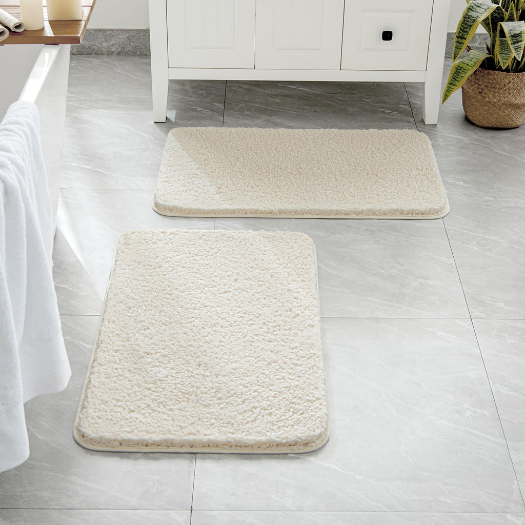 MIULEE Black Bathroom Rugs Set 2 Piece, Small Soft Absorbent Microfiber Bath Mat Set, Non Slip Quick Dry Machine Washable Plush Shaggy Bath Rugs for Bathroom Floor, Tub and Shower, 16x24 inches