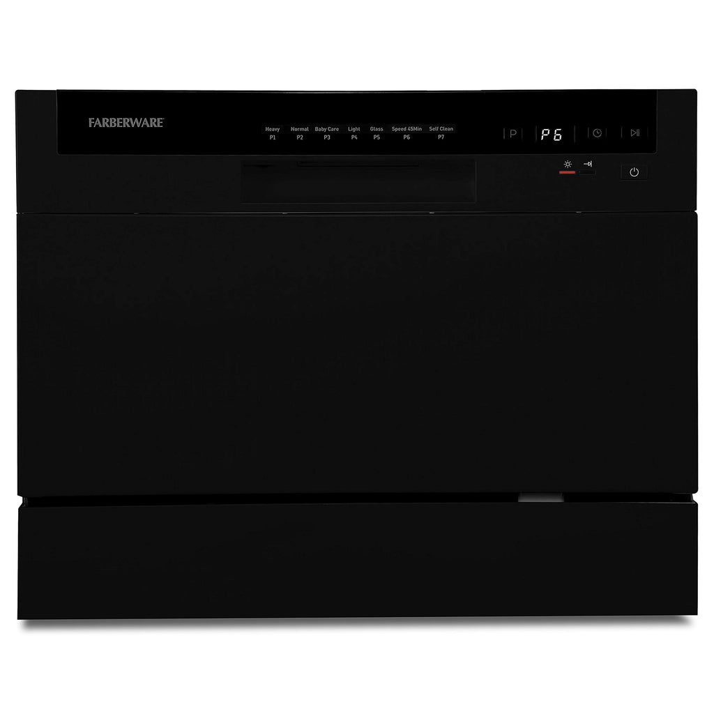 Farberware Compact 6-Place Setting Dishwasher - Portable Mini Countertop Dishwasher with 7 Wash Programs - Perfect for Small Spaces Like Apartment, Dorm, Boat, Camper/RV