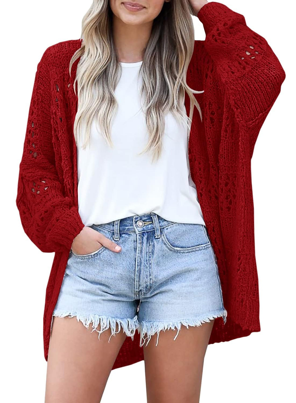 GRECERELLE Summer Crochet Cardigan Sweaters for Women | Lightweight, Open Front, Oversized, Boho Knit, Openwork, kimono Cover Up
