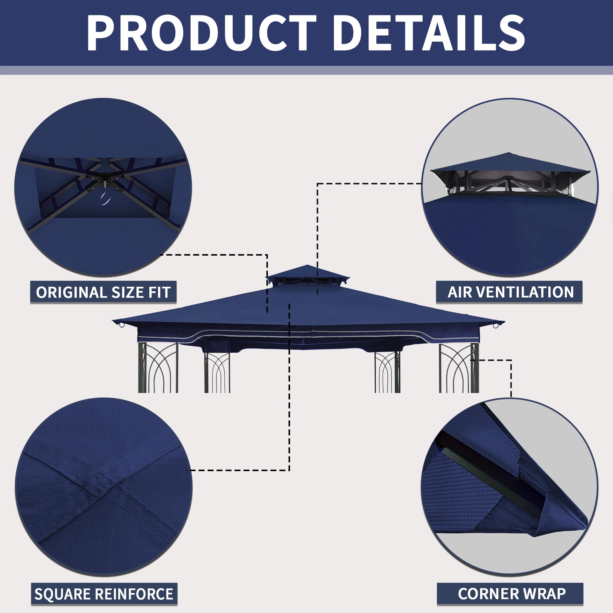 SCOCANOPY Replacement Gazebo Canopy Compatible with 10 x 12 Regency II Patio Gazebo Model L-GZ798PST,A101004104,A101004105,(Forest Green)