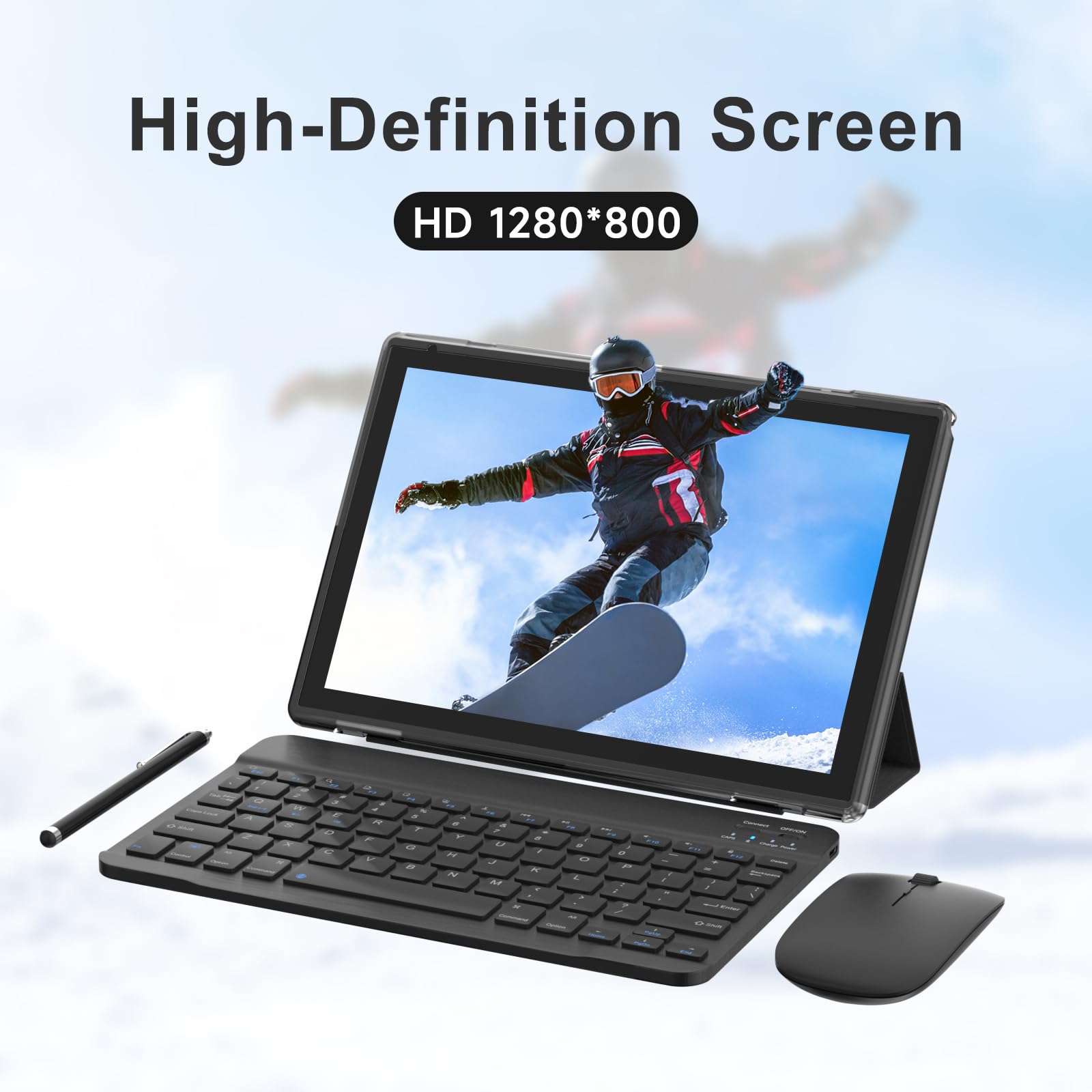 Android 15 | Tabalet with Keyboard | Tablet 10 inch | 2 in 1 Tablet | 8GB+32GB+2TB Expand | 1280 * 800 IPS Touch Screen Computer | 5G WiFi 6, L1 | Long Battery Life Tablet （Black）