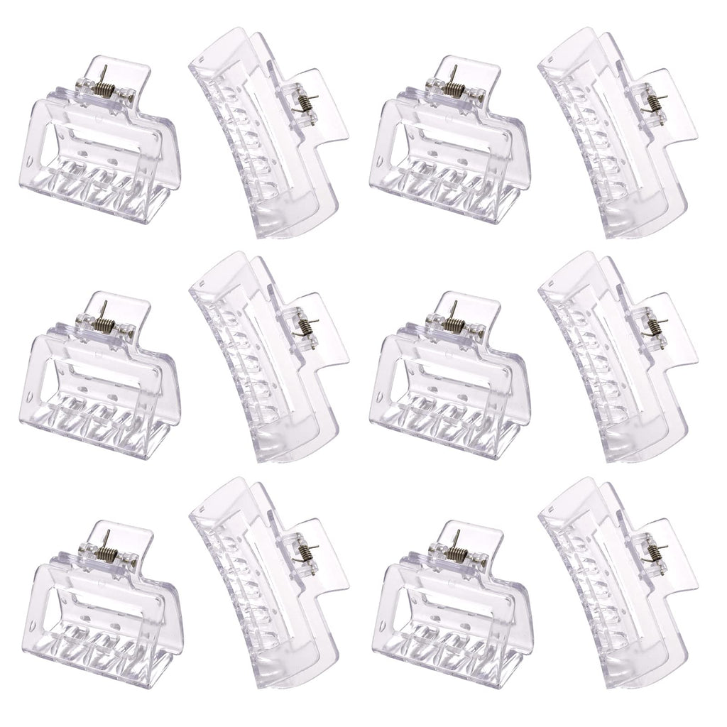 12 Pack Black Square Claw Clips, Big and Small Neutral Rectangle Hair Claw, Non-slip Matte Large Hair Clips for Women,Strong Hold jaw clip for Thick Thin Hair