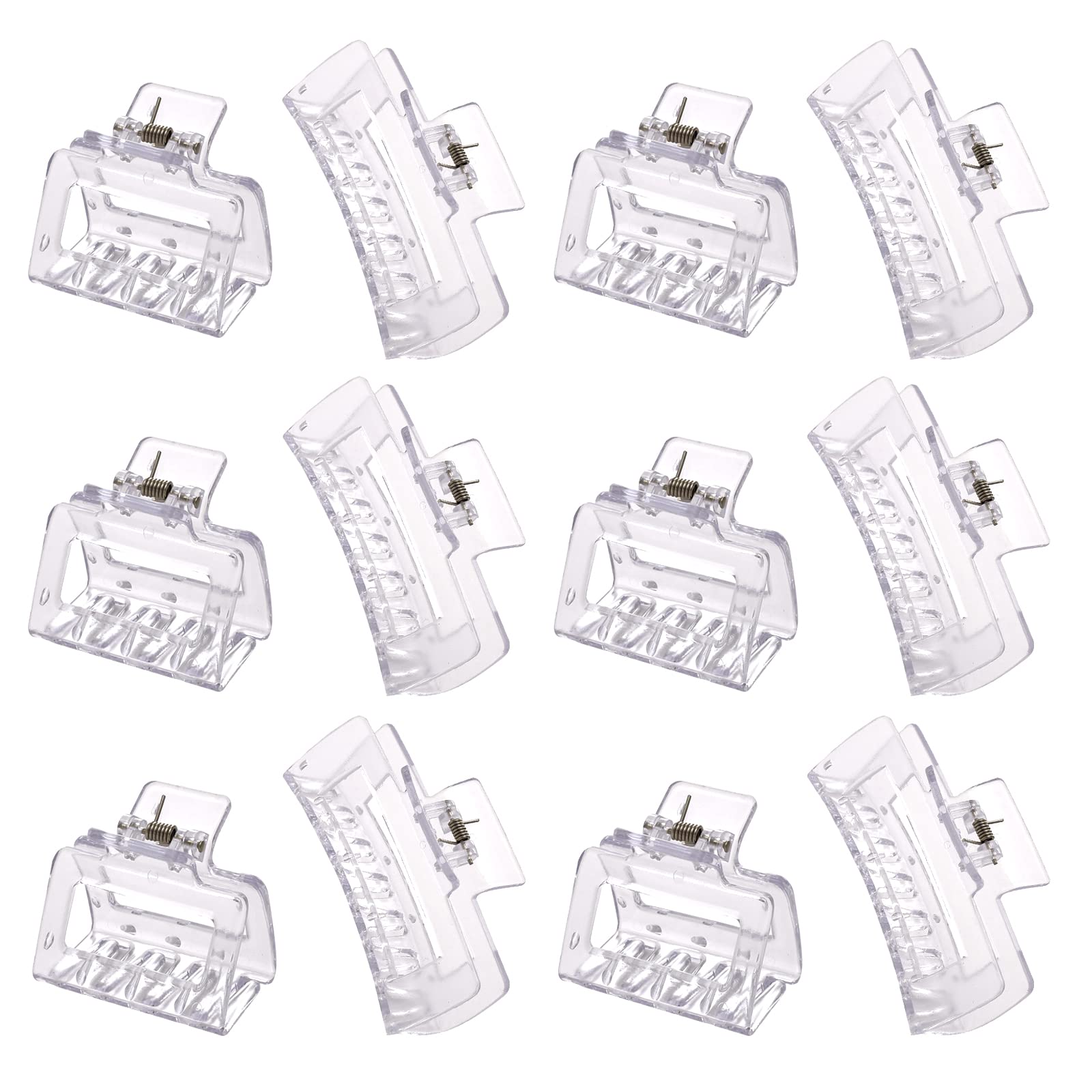 12 Pack Black Square Claw Clips, Big and Small Neutral Rectangle Hair Claw, Non-slip Matte Large Hair Clips for Women,Strong Hold jaw clip for Thick Thin Hair