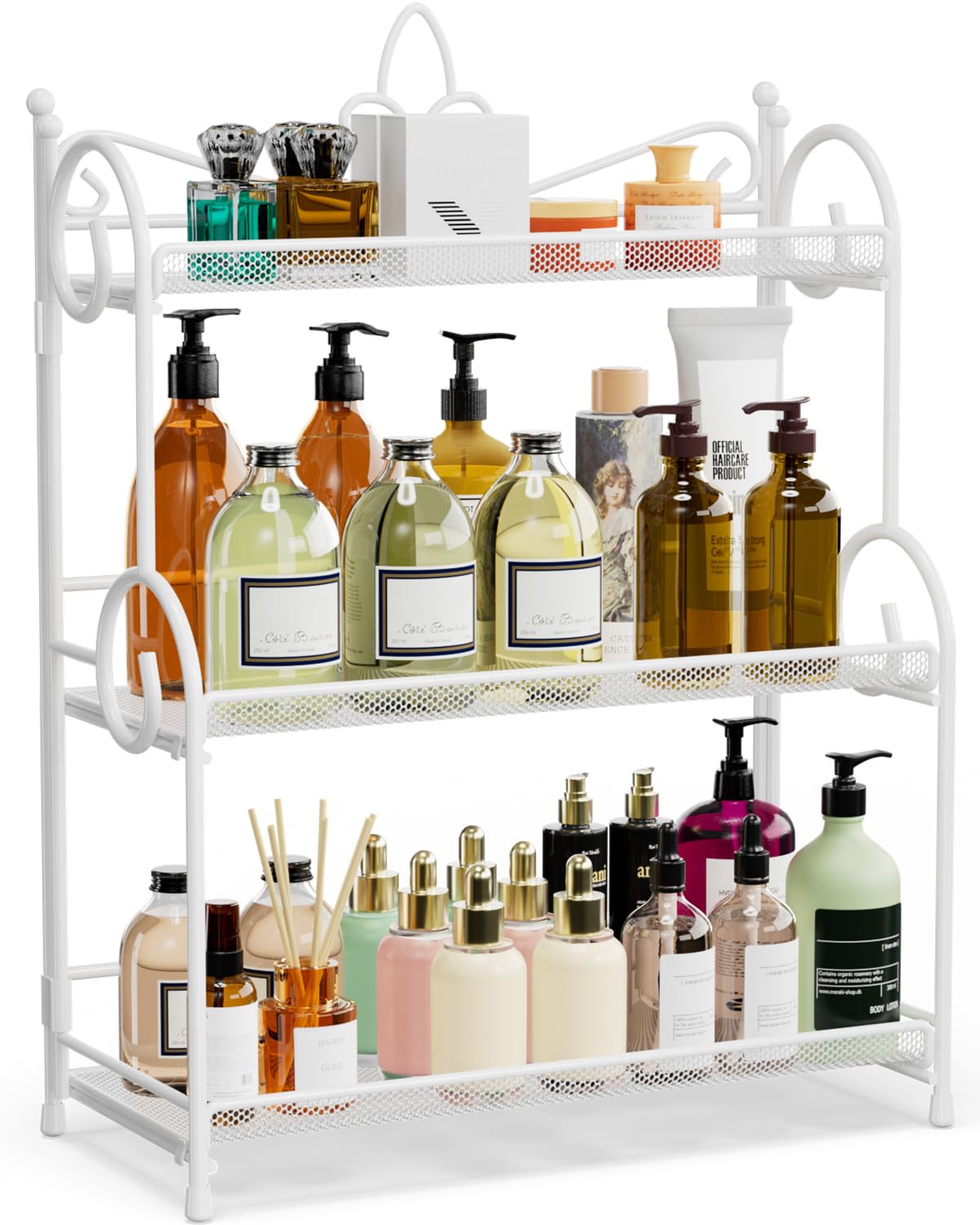 YIUKEA Bathroom Organizer Countertop - 3 Tier Spice Rack Organizer, Counter Organization and Storage for Bathroom, Kitchen, Bedroom, Offices, Foldable