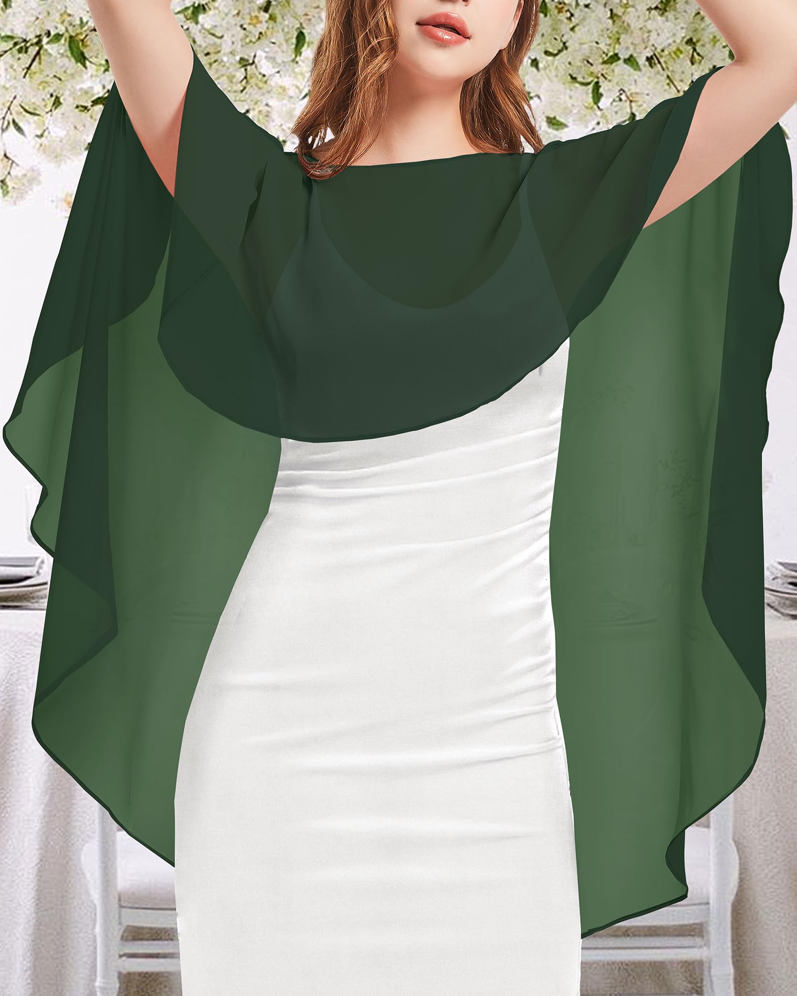 Womens Capelets Shawls and Wraps for Evening Dress Chiffon Capes Wedding Cover Up