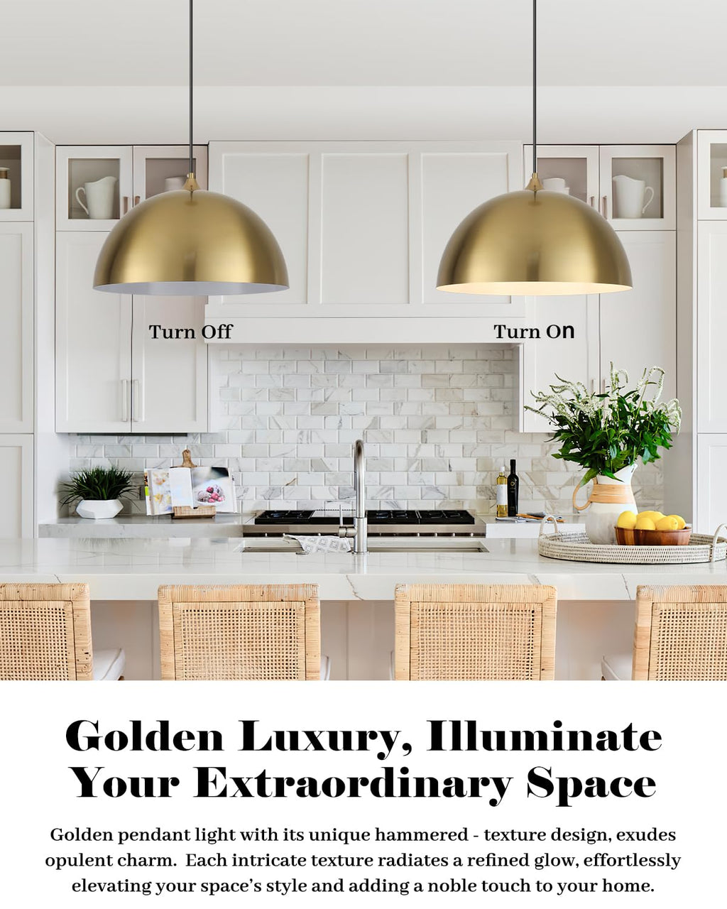White Pendant Lights, 11.8 inch Pendant Lights Kitchen Island, Farmhouse Pendant Light Fixtures (White Inside), Industrial Pendant Lighting for Dining Room, Bedroom, Hallway (1 Pack)