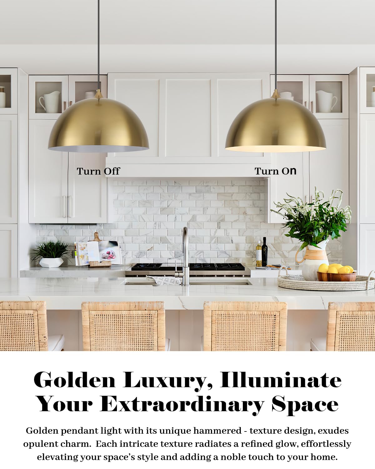 White Pendant Lights, 11.8 inch Pendant Lights Kitchen Island, Farmhouse Pendant Light Fixtures (White Inside), Industrial Pendant Lighting for Dining Room, Bedroom, Hallway (1 Pack)